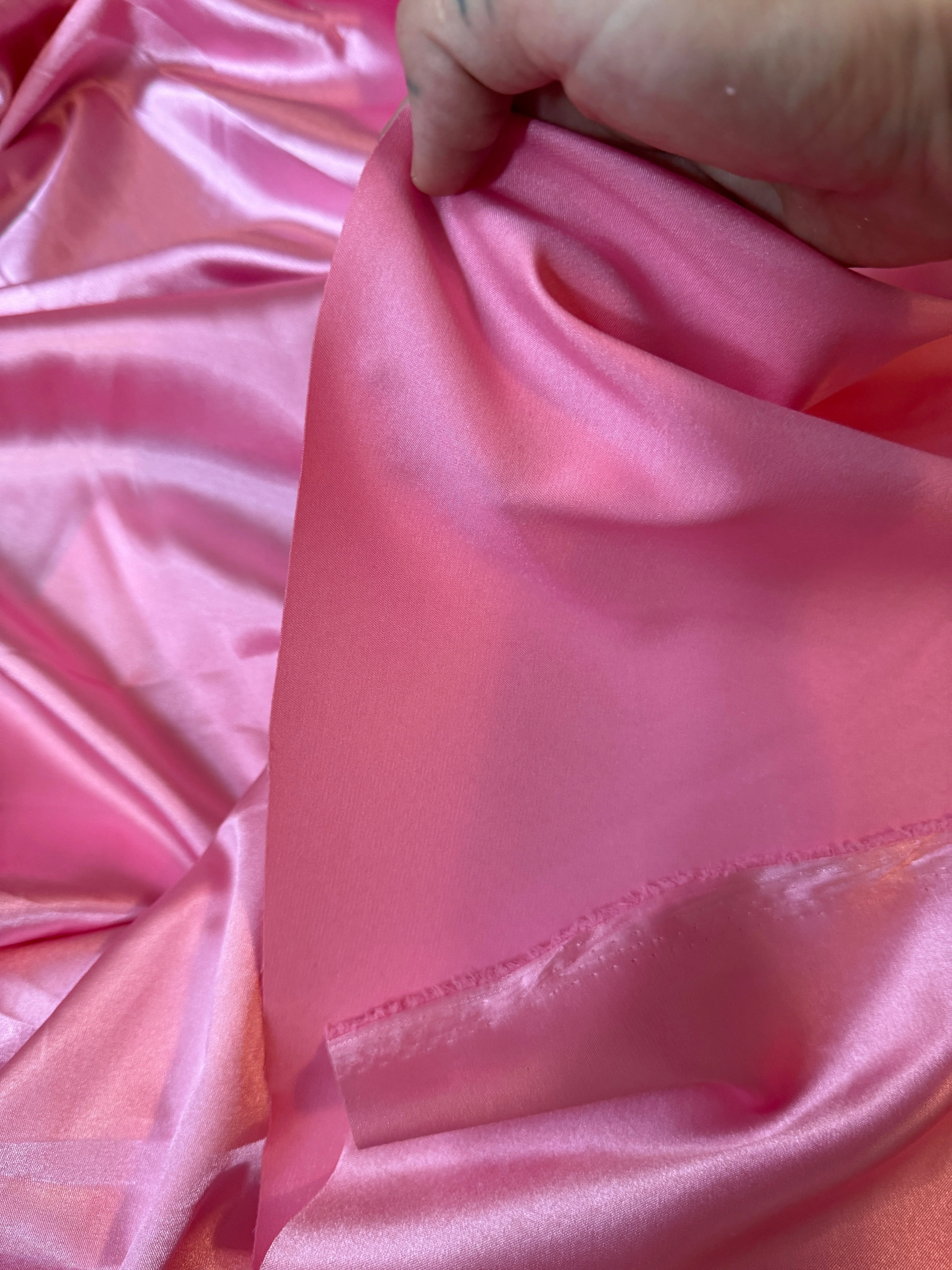 Bubble Gum Pink Silky Stretch Satin - Image 4