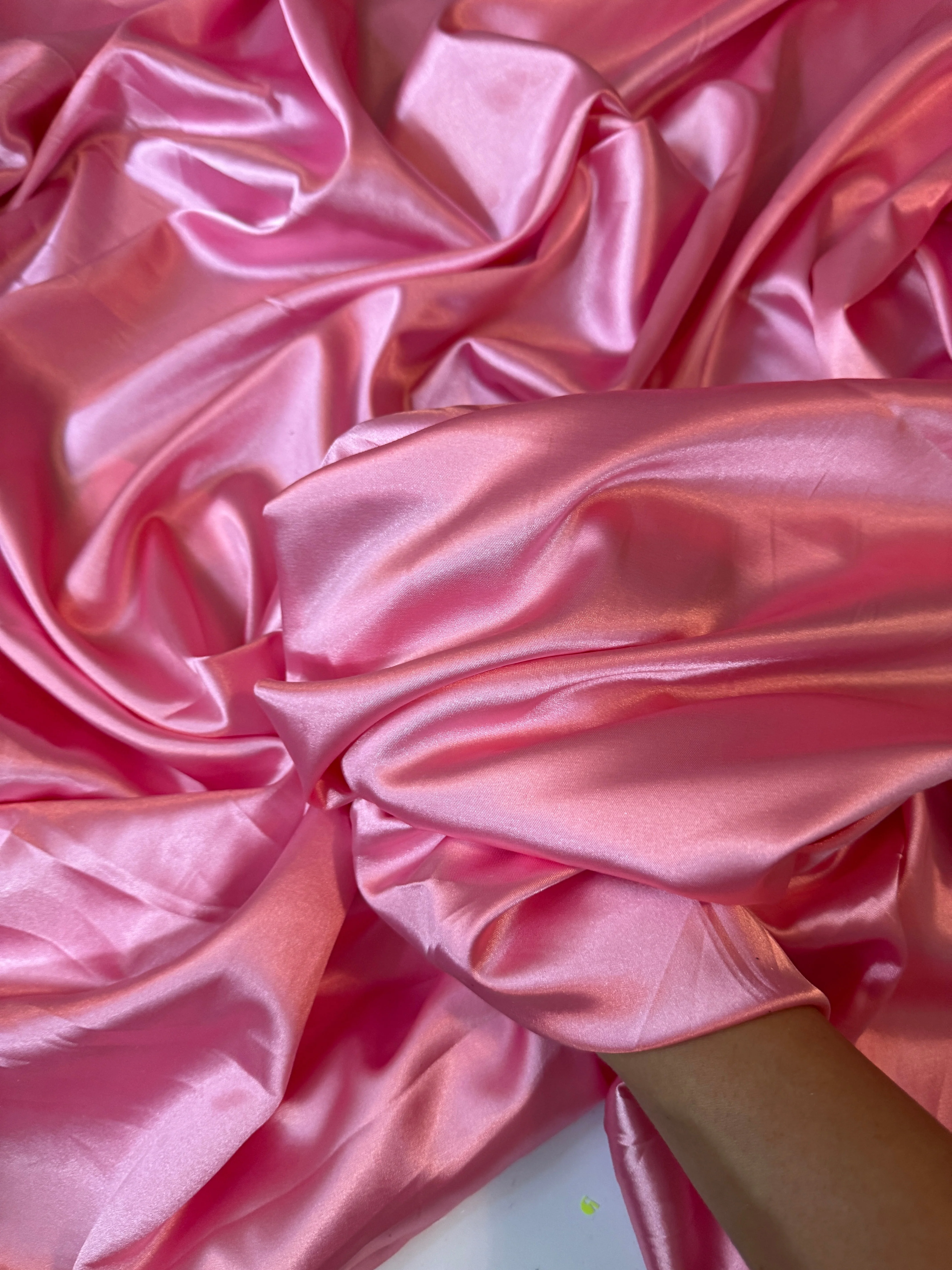 Bubble Gum Pink Silky Stretch Satin - Image 5