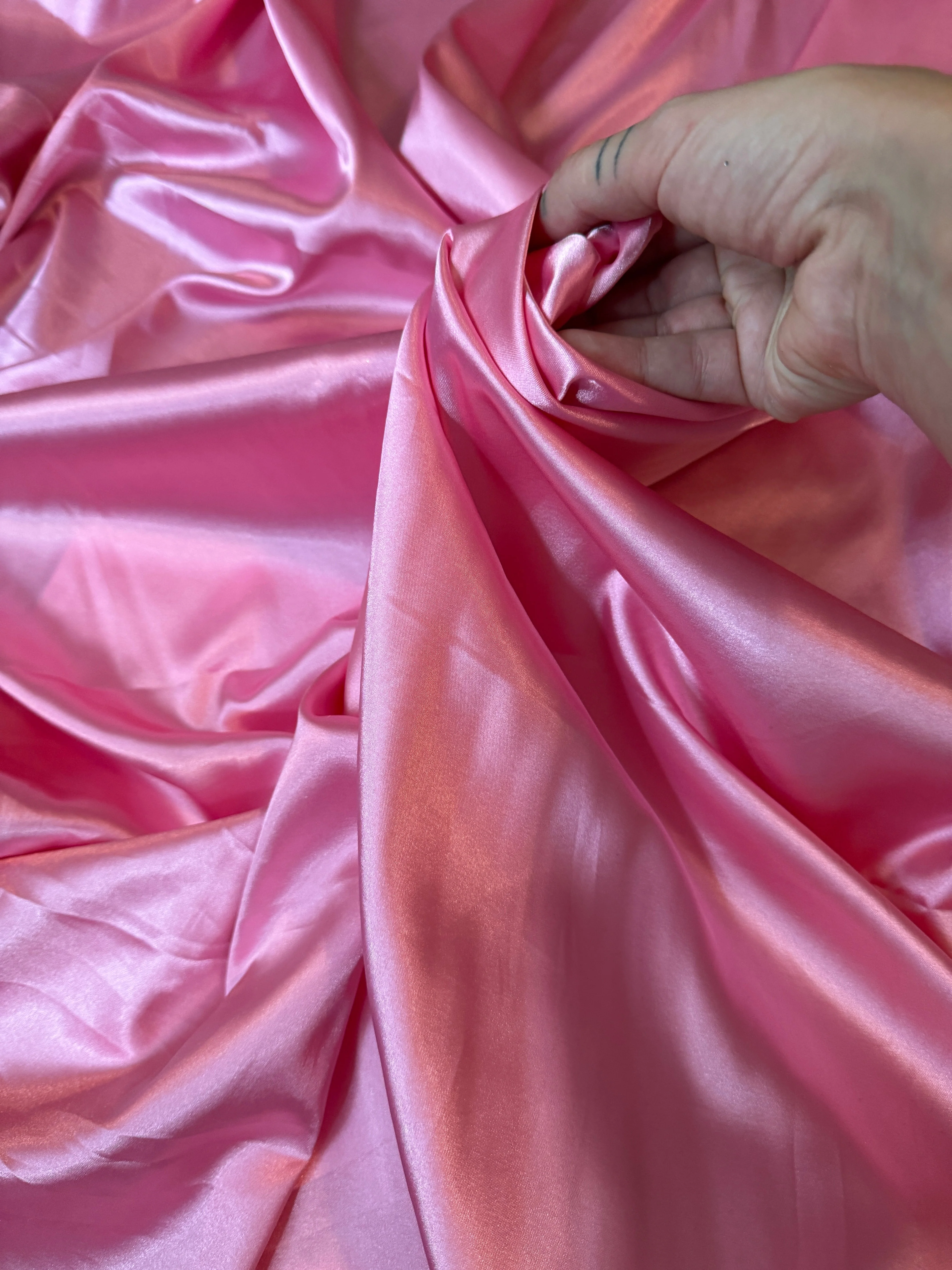 Bubble Gum Pink Silky Stretch Satin - Image 6