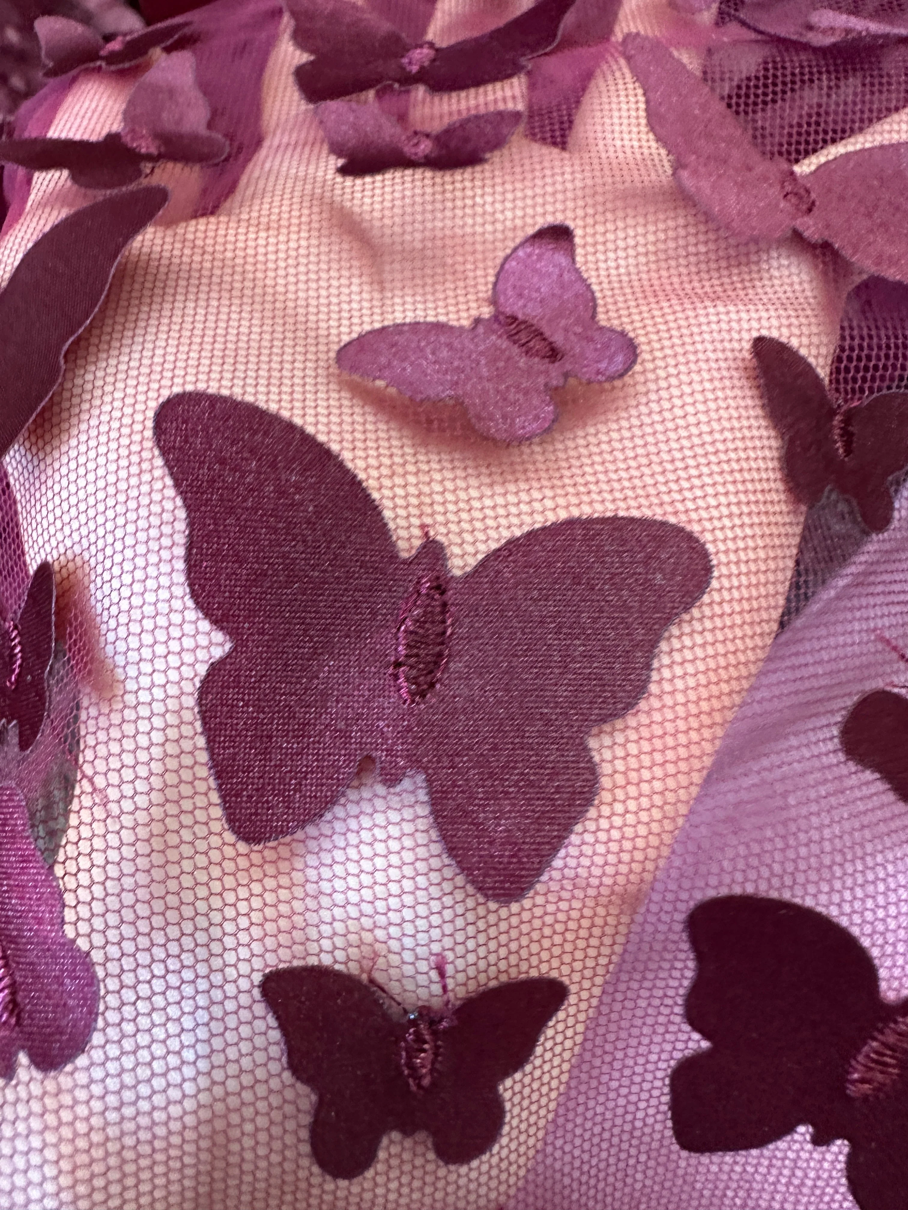 Burgundy 3D Butterfly Lace - Image 10