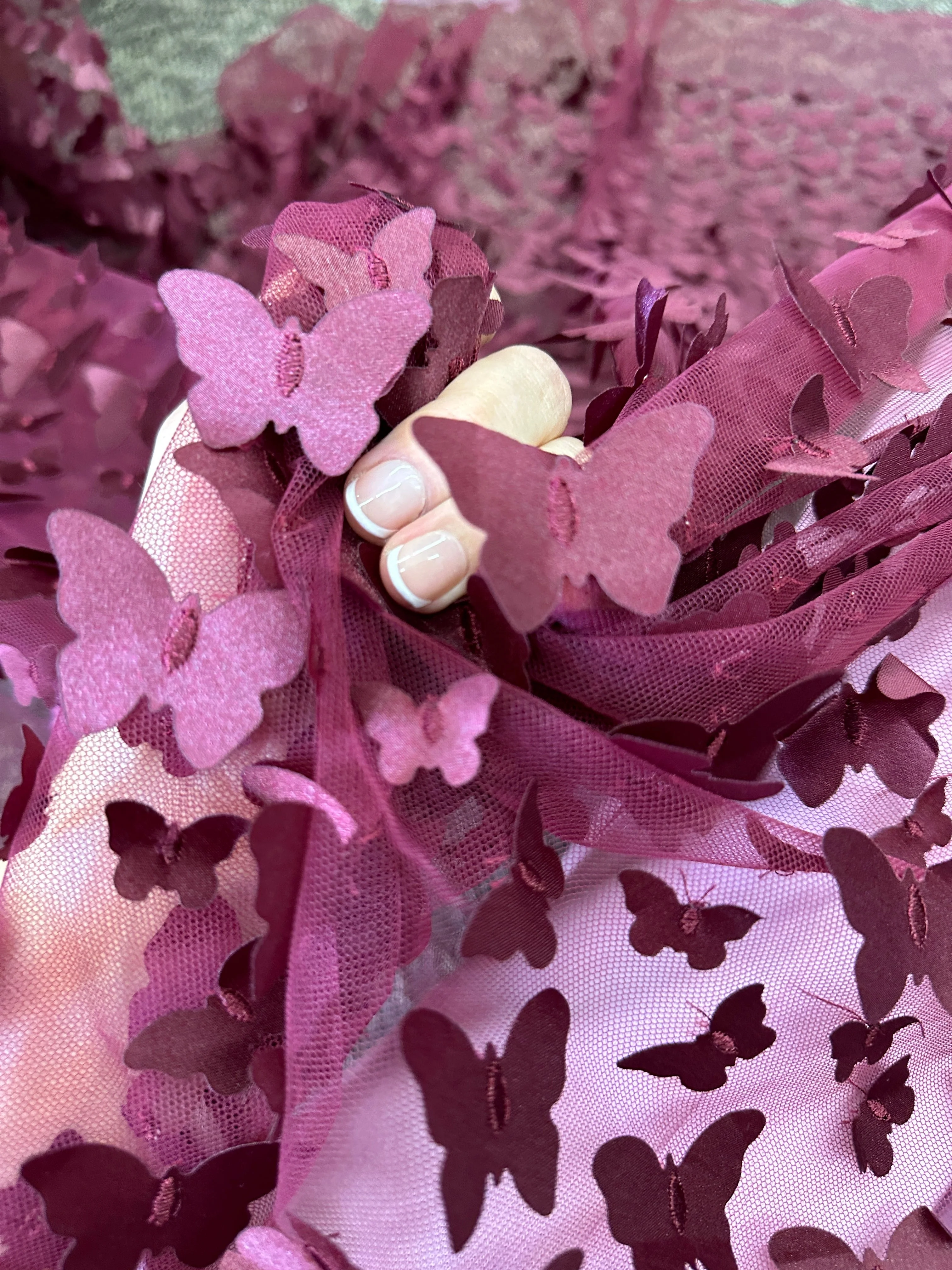 Burgundy 3D Butterfly Lace - Image 8