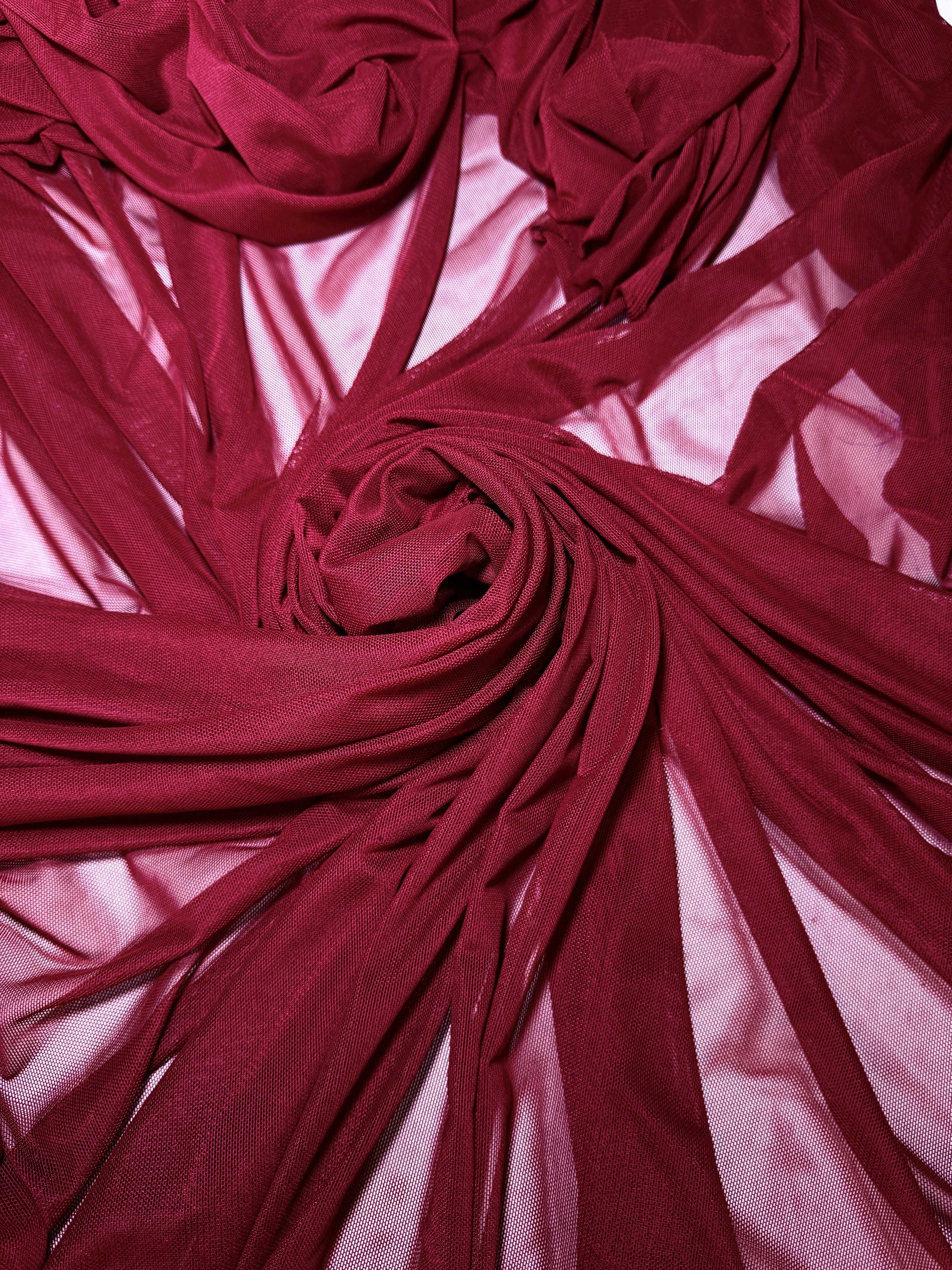 Burgundy 4 Way Stretch Power Mesh - Image 6