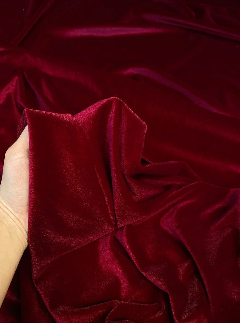 Burgundy Stretch Velvet - Image 2