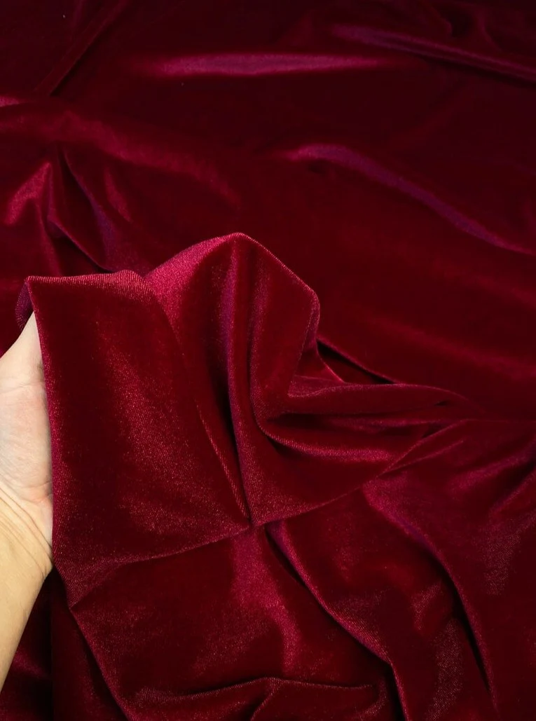 Burgundy Stretch Velvet - Image 4