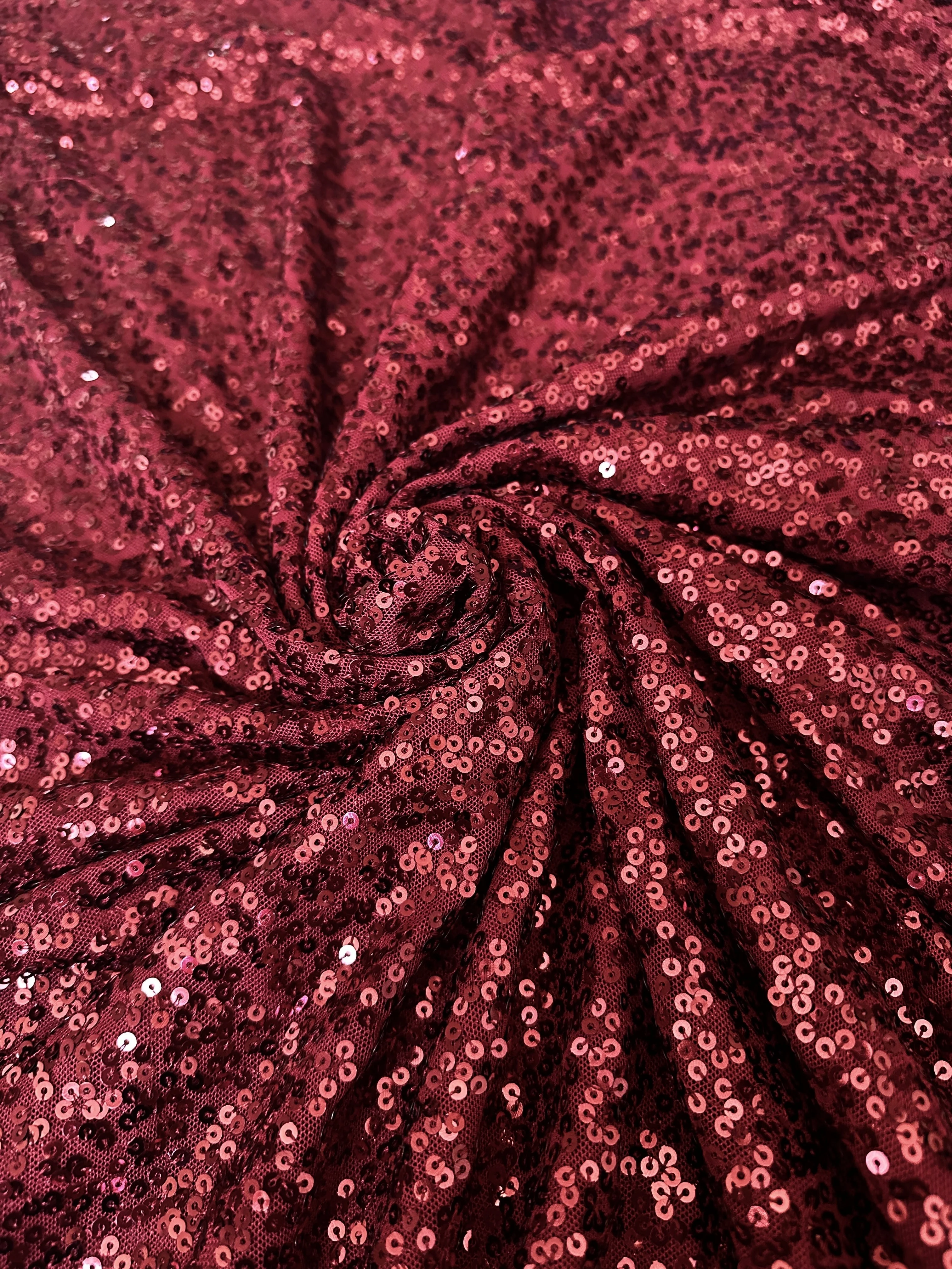 Burgundy Stretch Sequin on Mesh - Image 3