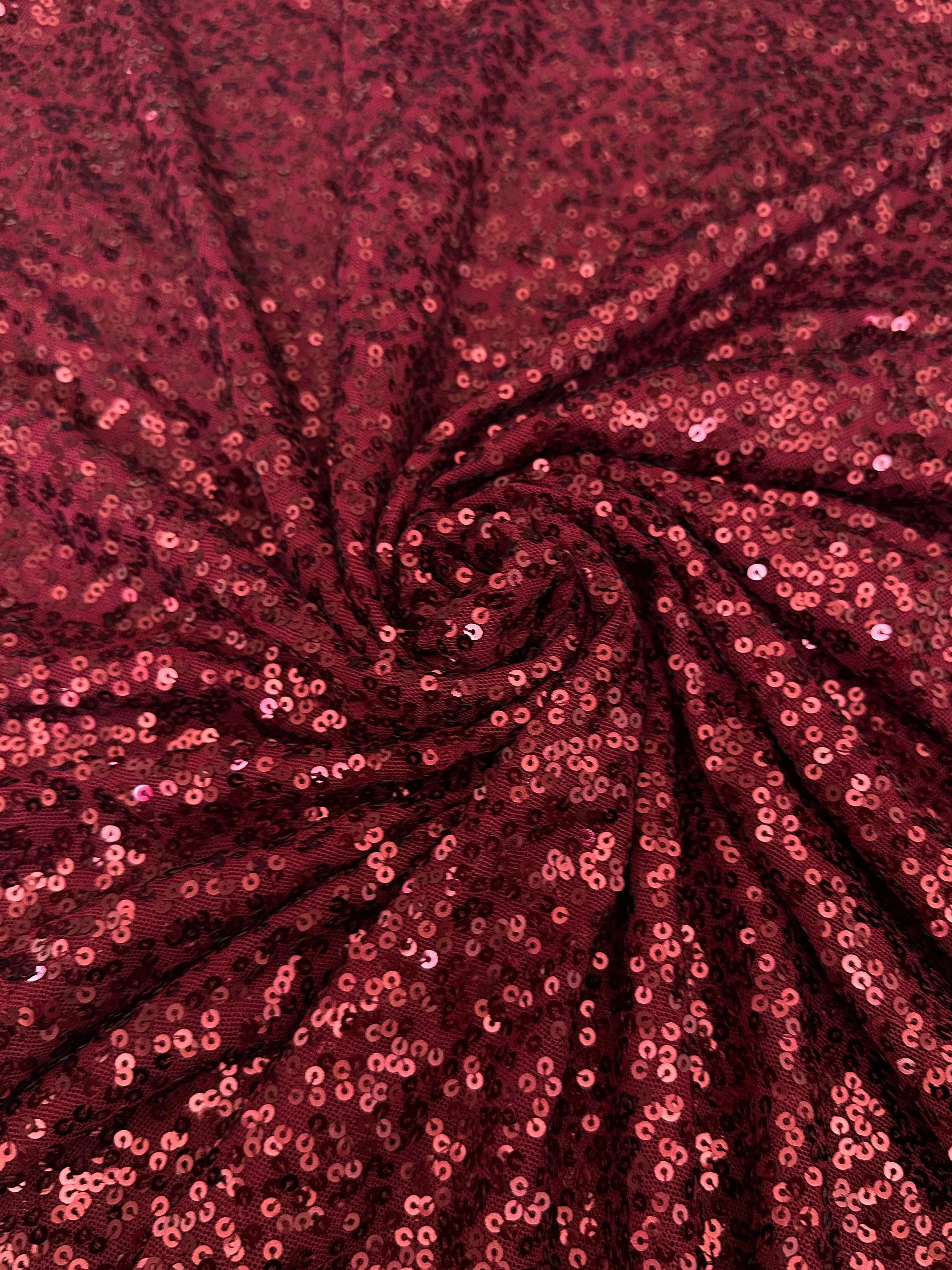 Burgundy Stretch Sequin on Mesh - Image 4