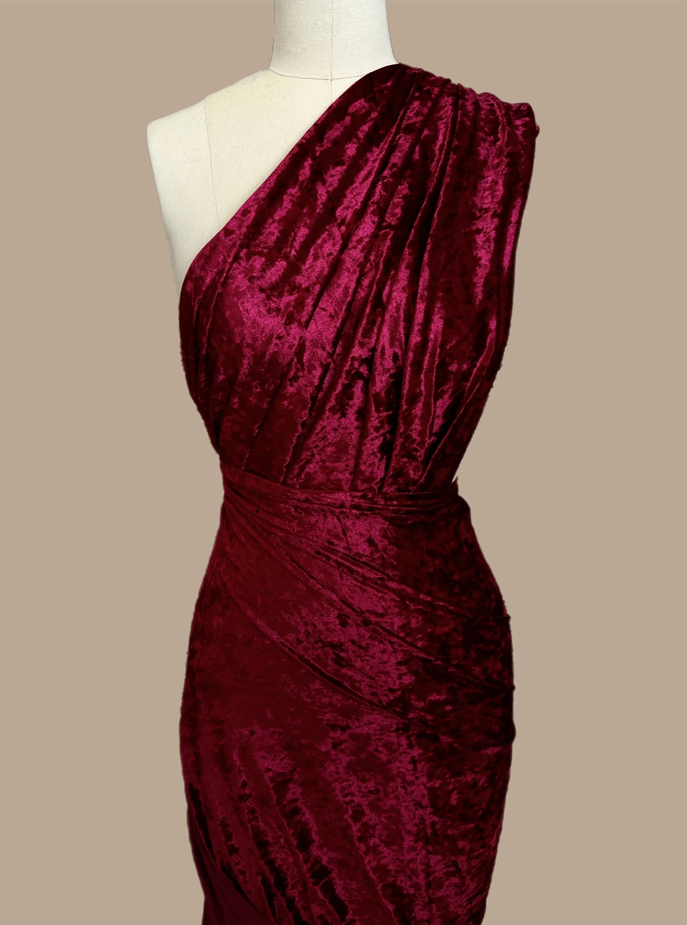 Burgundy Stretch Crushed Velvet - Image 3