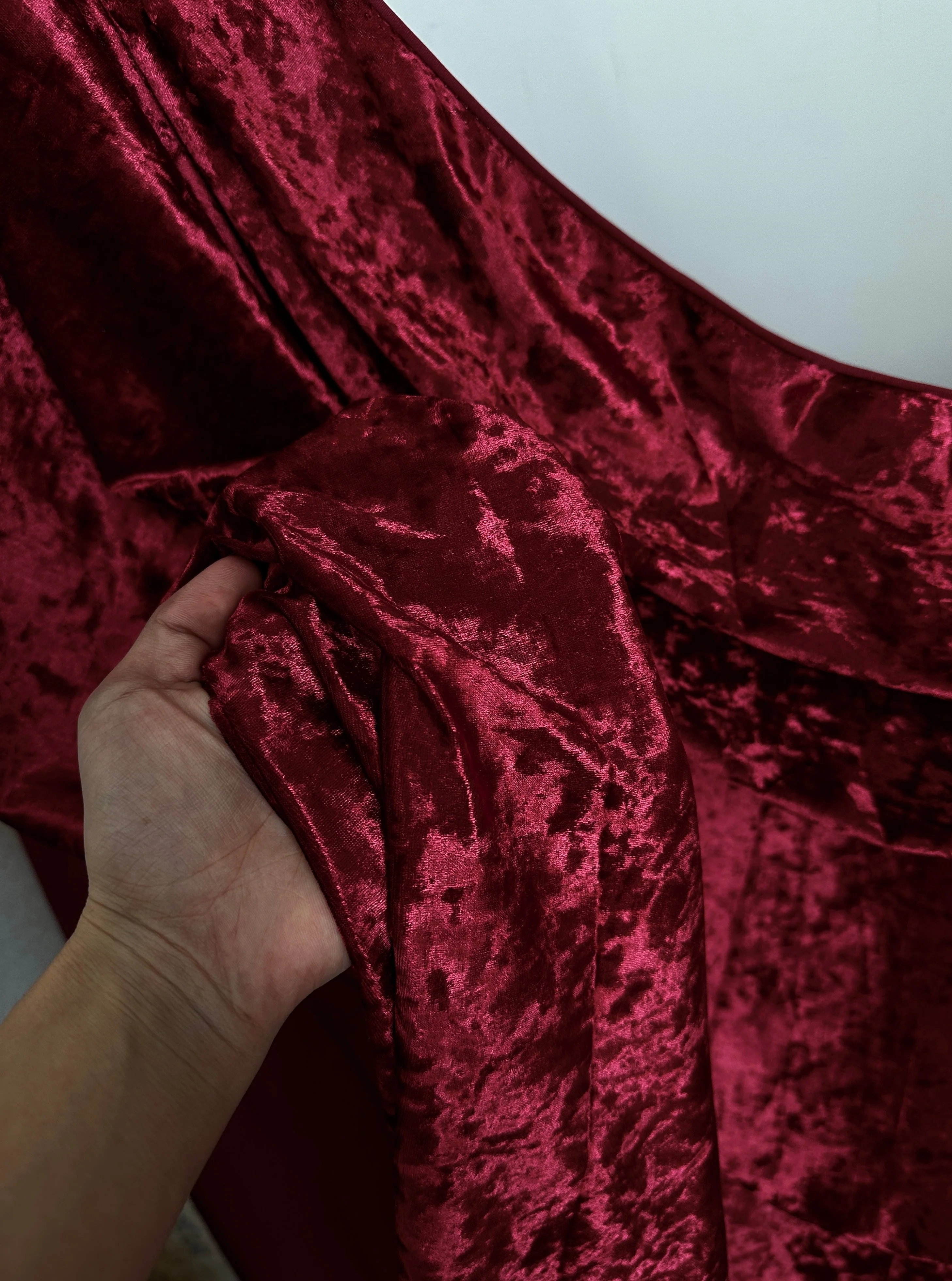 Burgundy Stretch Crushed Velvet - Image 6