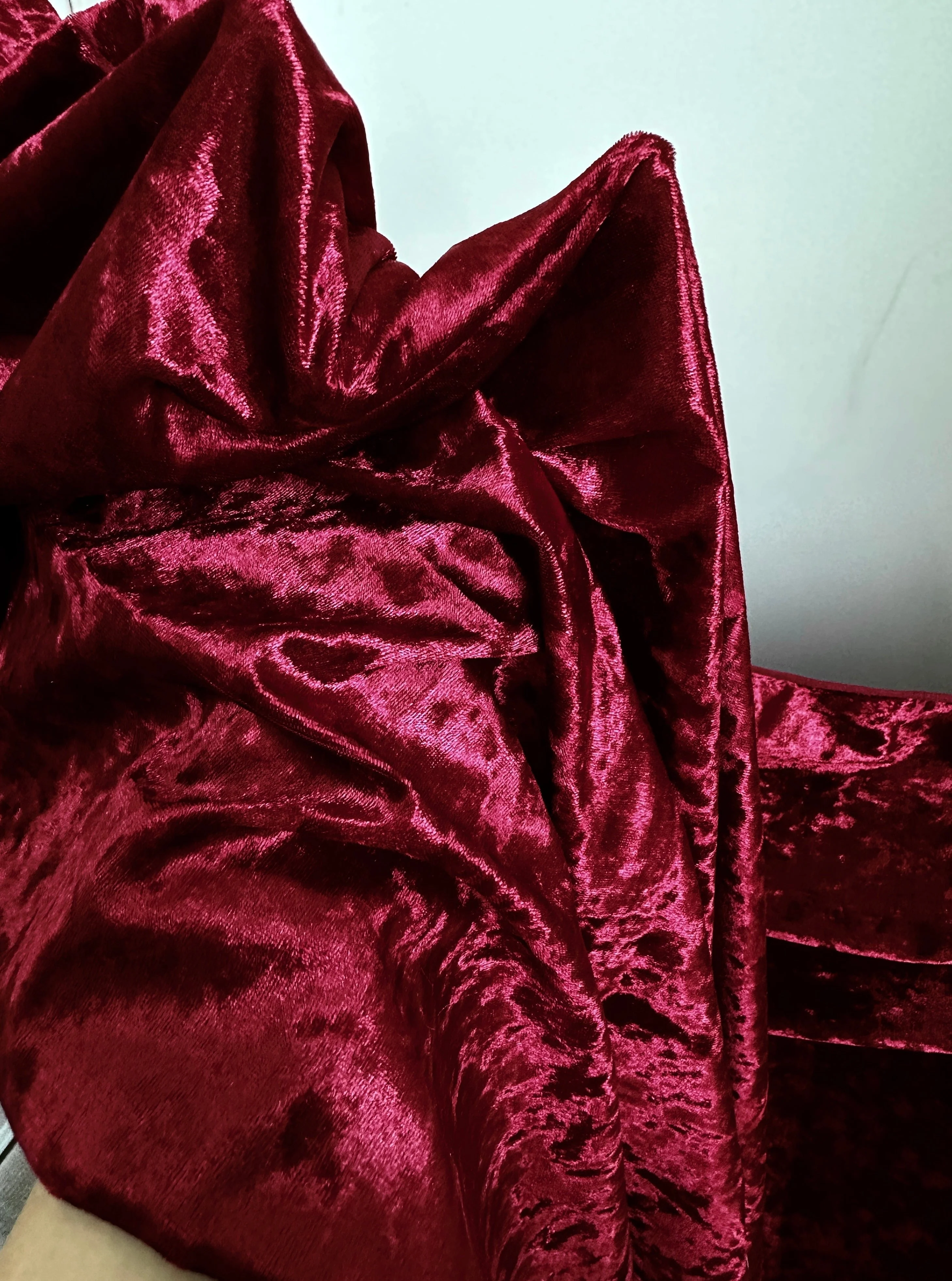 Burgundy Stretch Crushed Velvet - Image 7