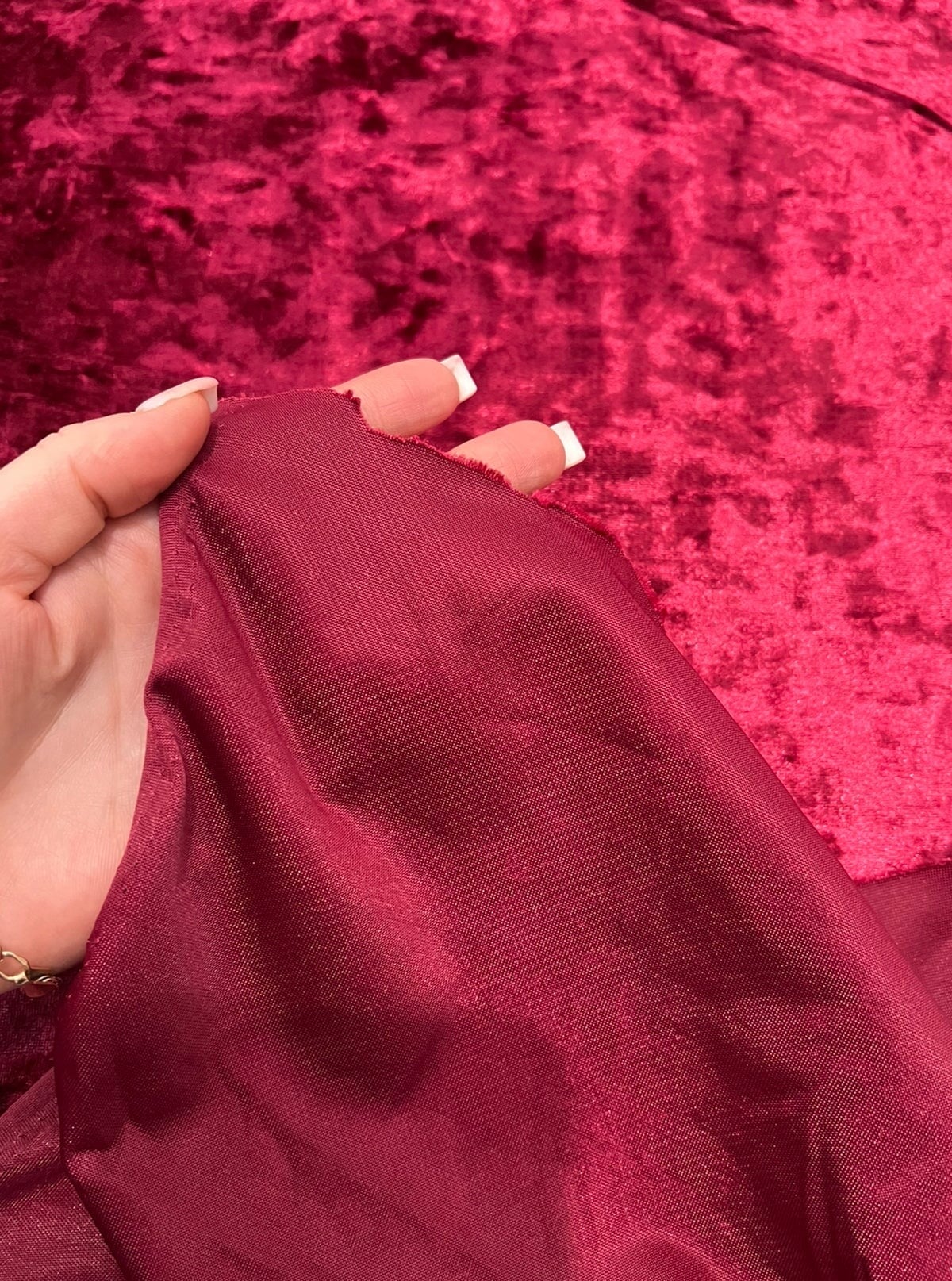 Burgundy Stretch Crushed Velvet - Image 7