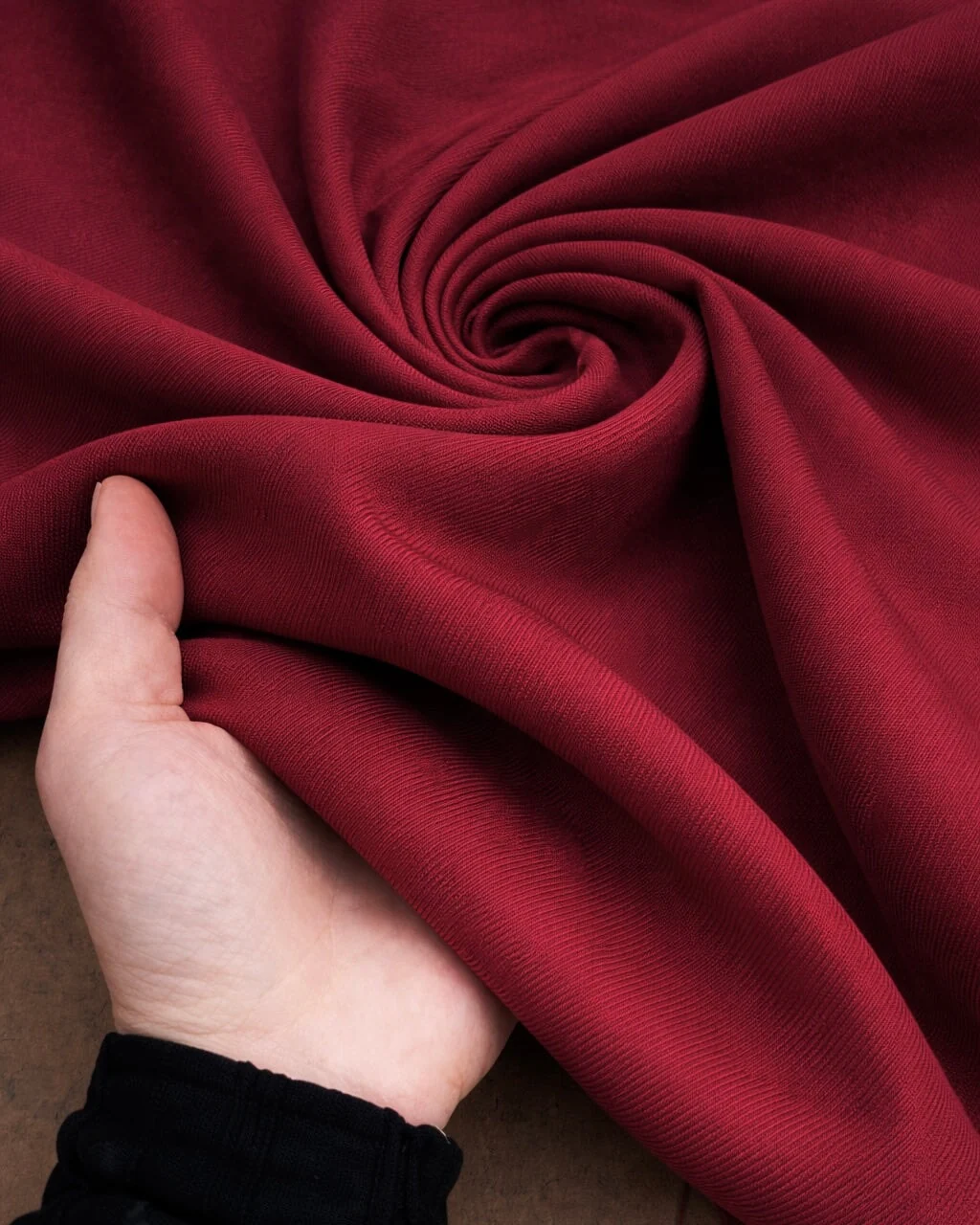 Burgundy Denim Look Stretch Twill - Image 6