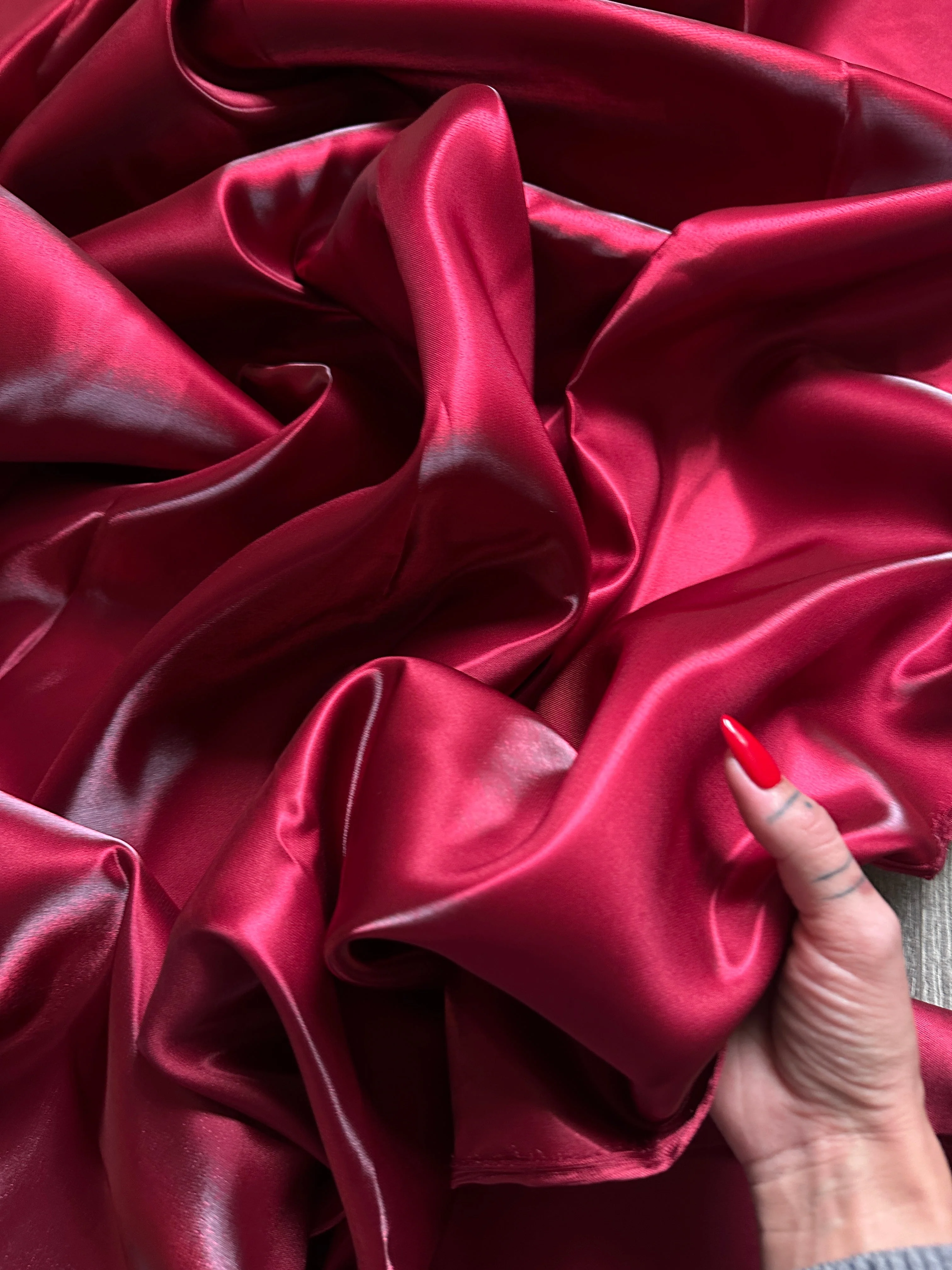 Burgundy Liquid Bridal Satin - Image 7