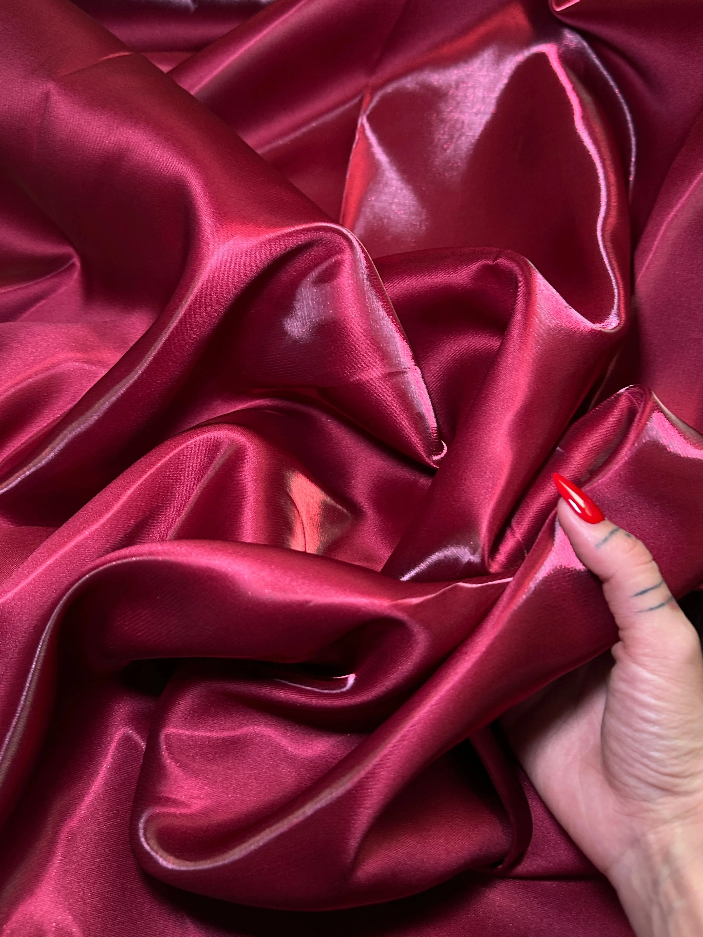 Burgundy Liquid Bridal Satin - Image 9