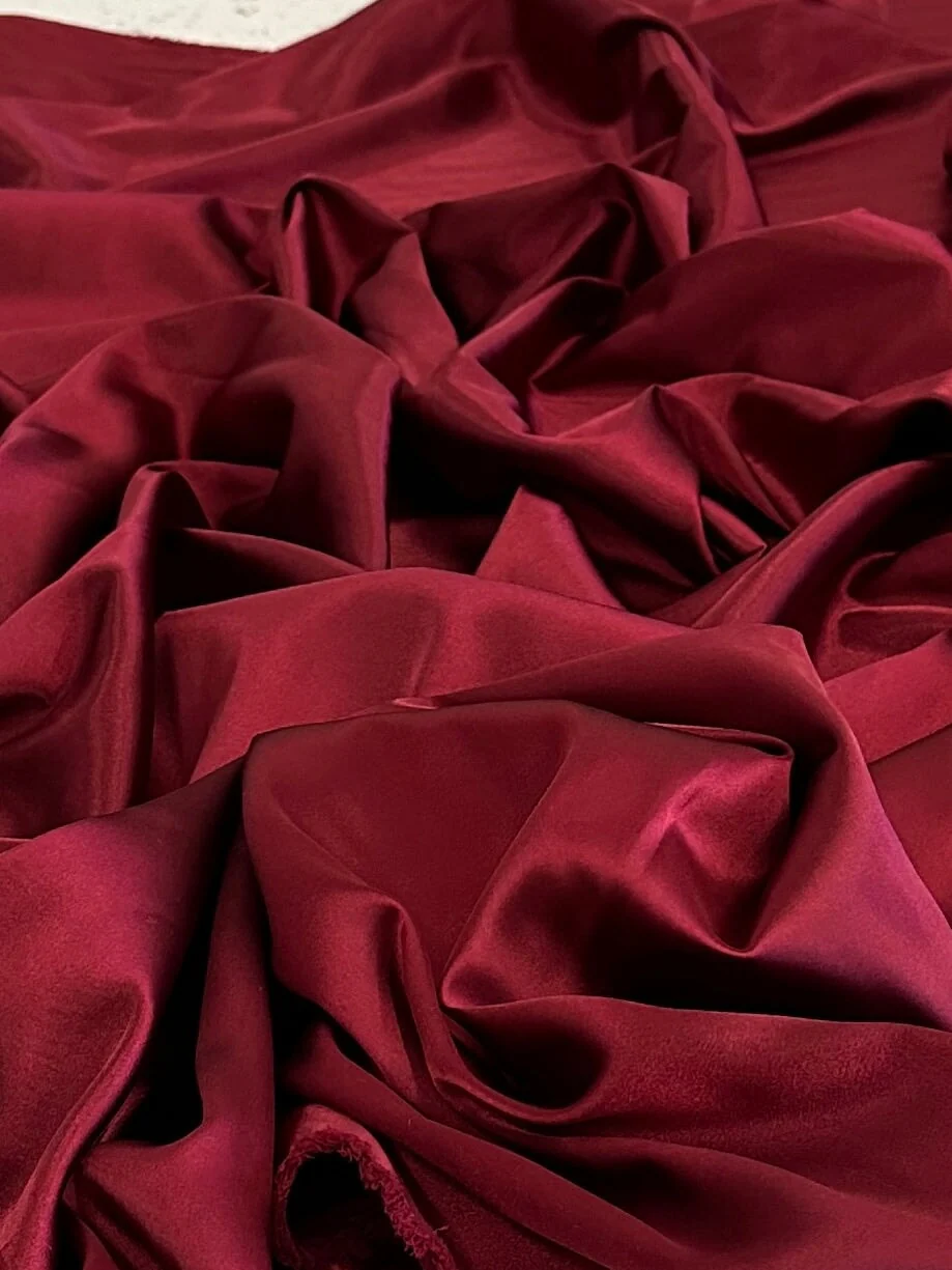 Burgundy Luxury Silky Stretch Satin - Image 6