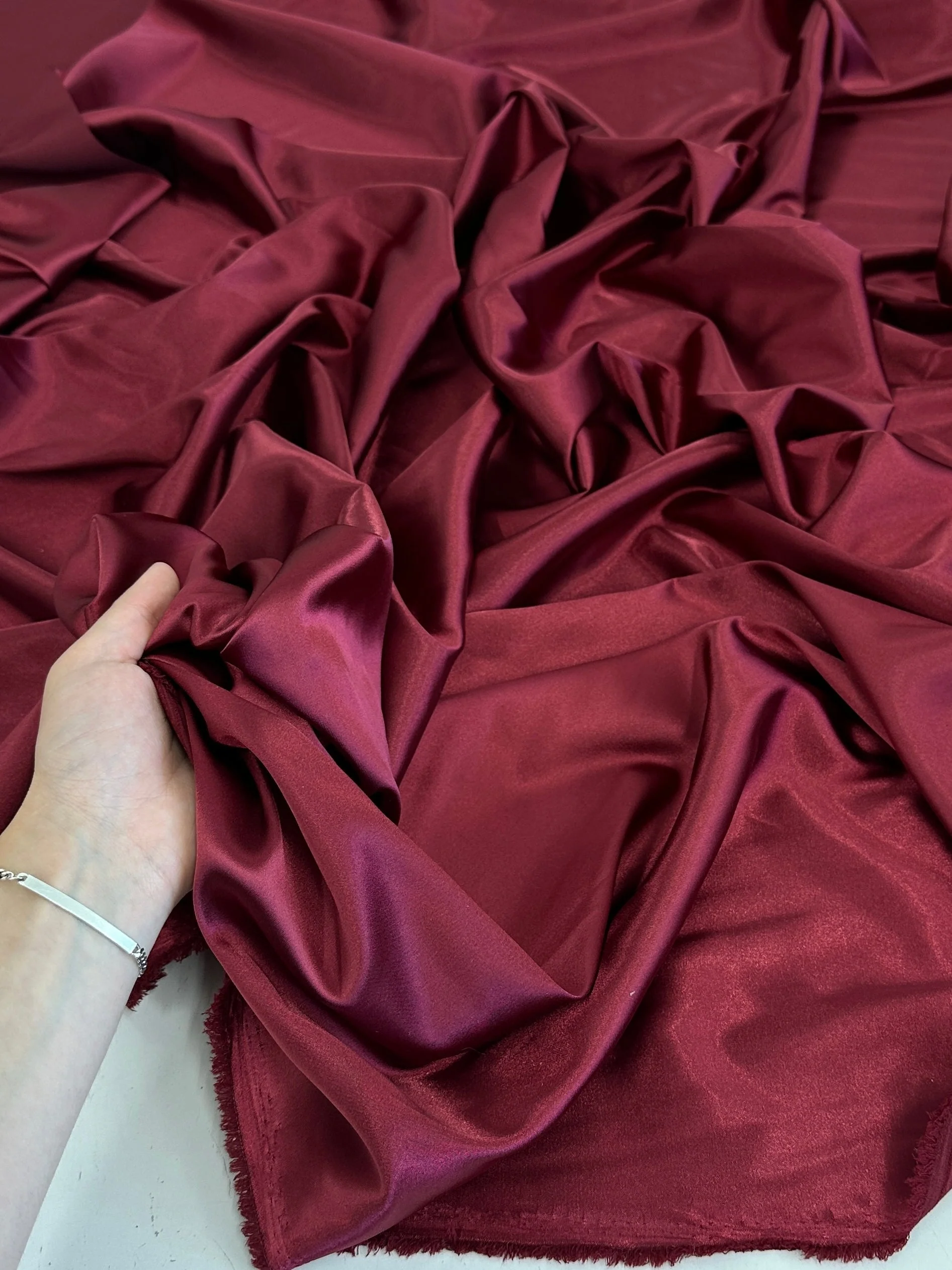 Burgundy Luxury Silky Stretch Satin - Image 7