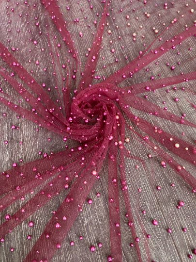 Burgundy Pearl Tulle - Image 3