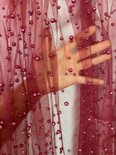 Burgundy Pearl Tulle - Image 6