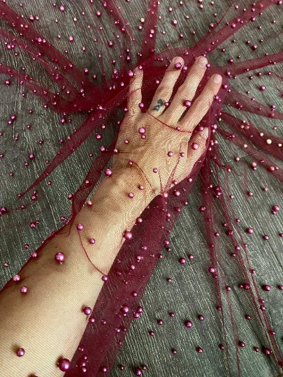 Burgundy Pearl Tulle - Image 8
