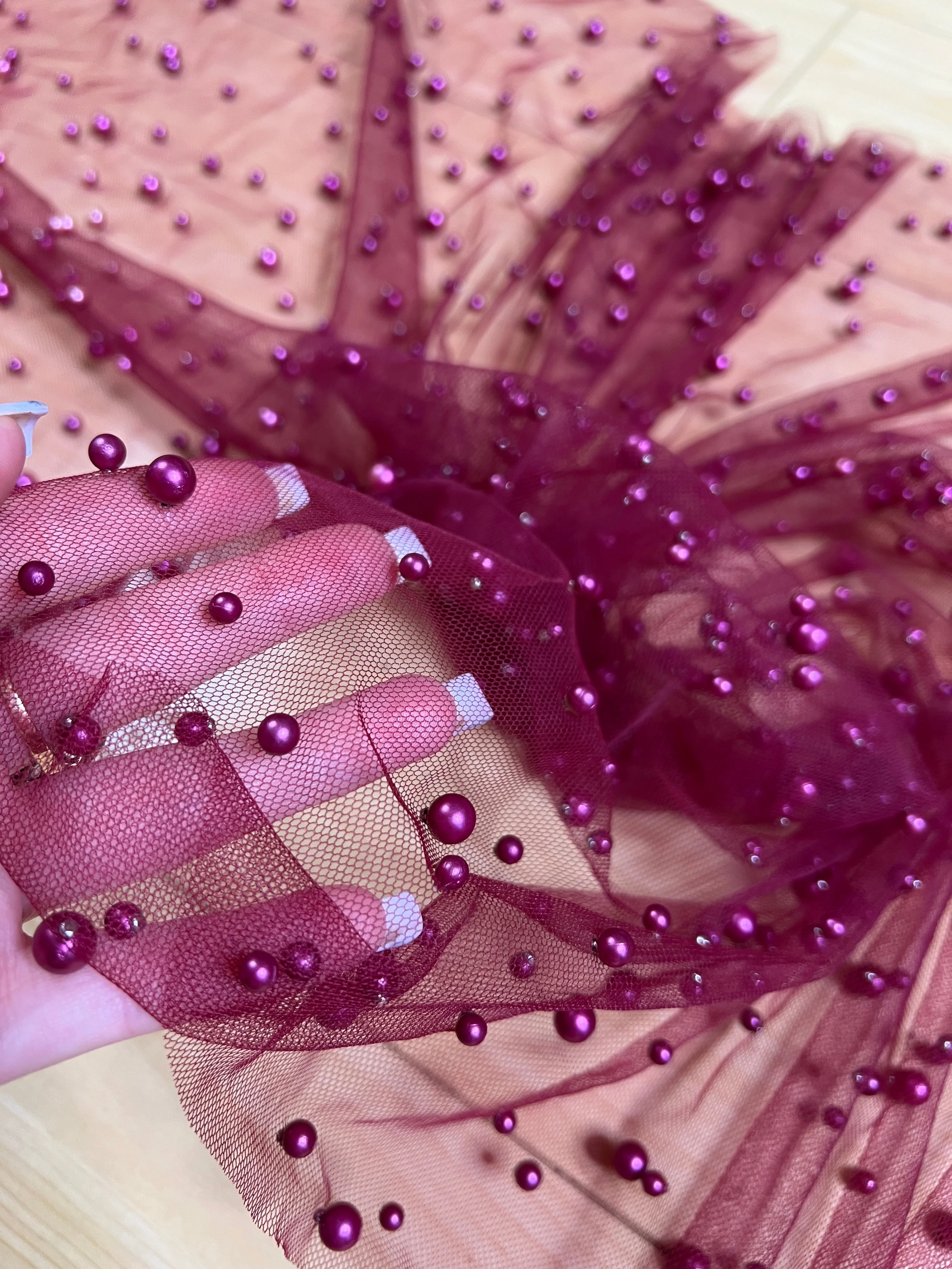 Burgundy Pearl Tulle - Image 9