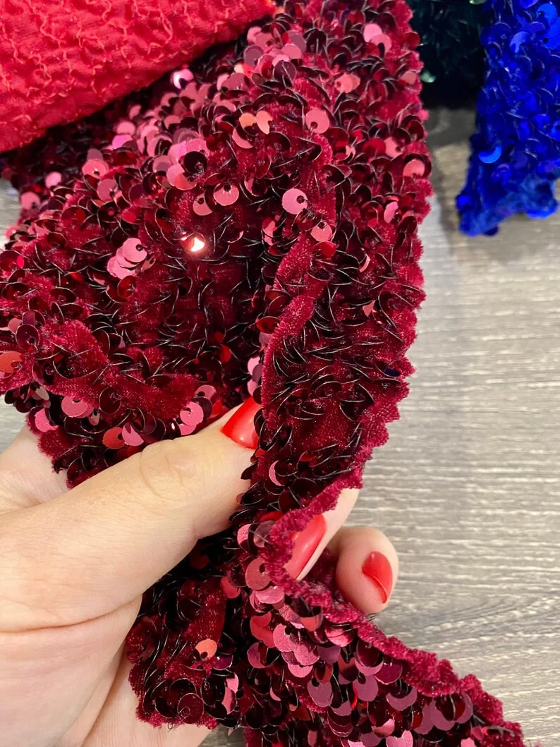 Burgundy Sequin on Velvet - Image 3