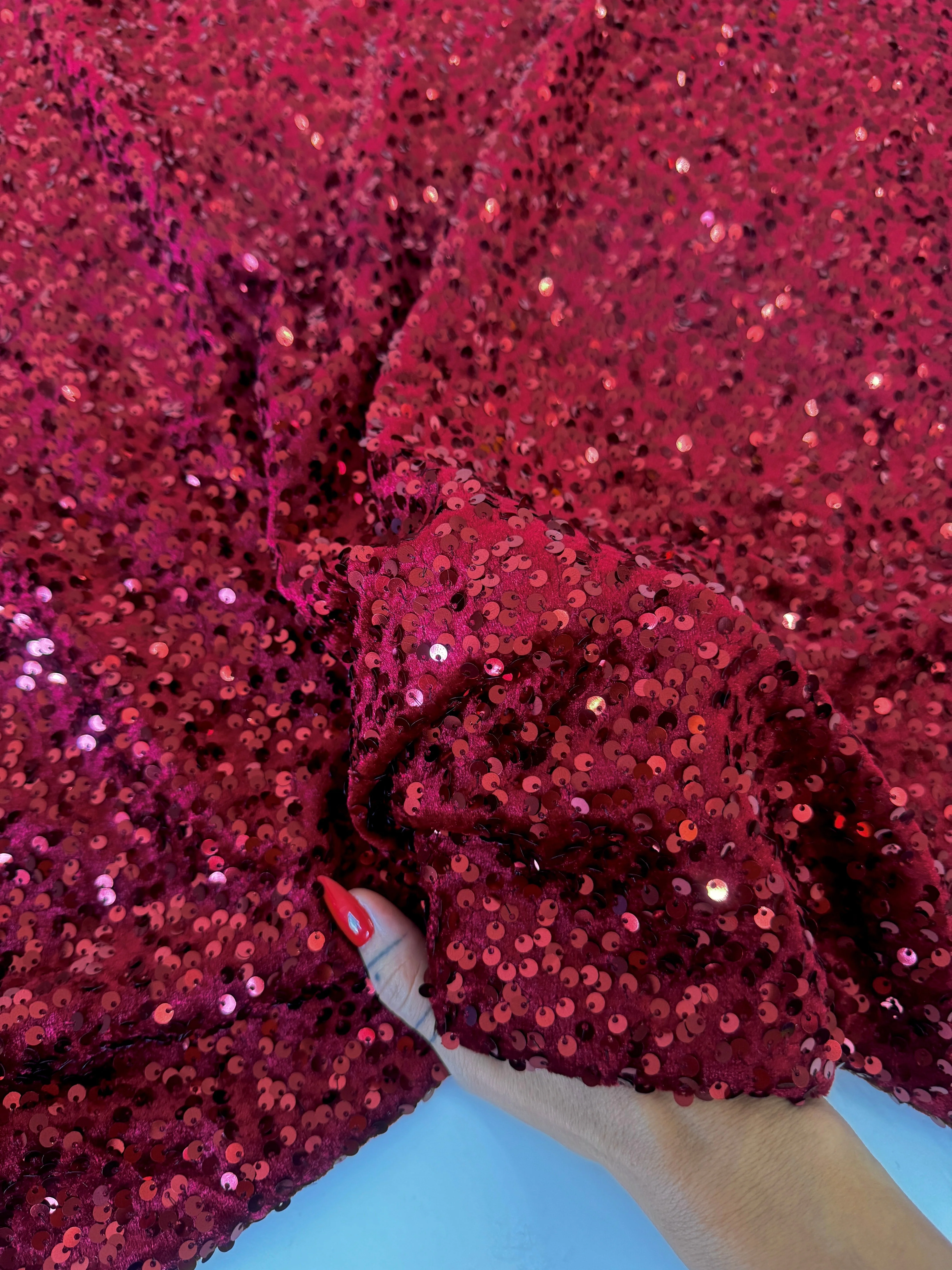 Burgundy Sequins Velvet - Image 2