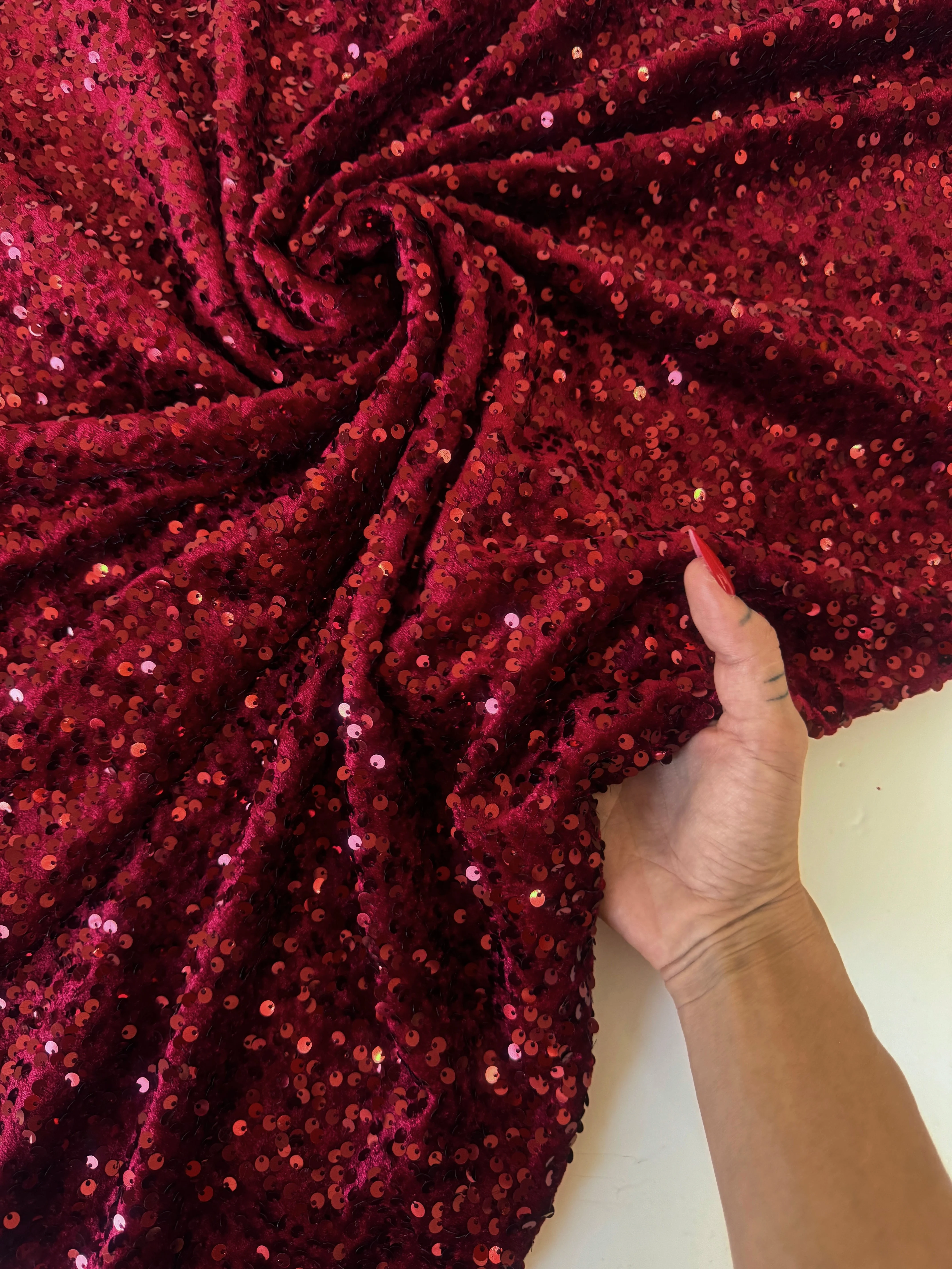 Burgundy Sequins Velvet - Image 5
