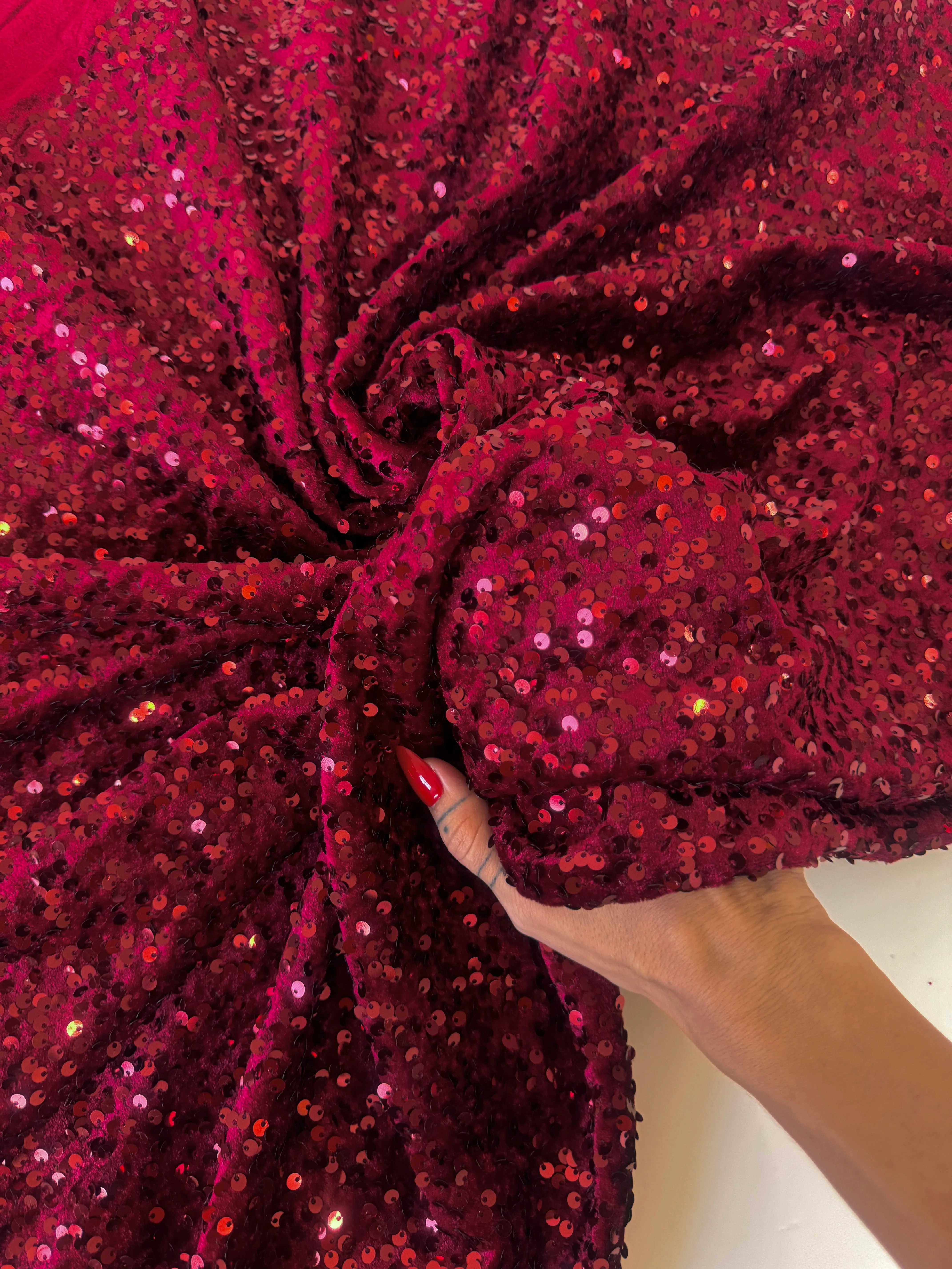 Burgundy Sequins Velvet - Image 6