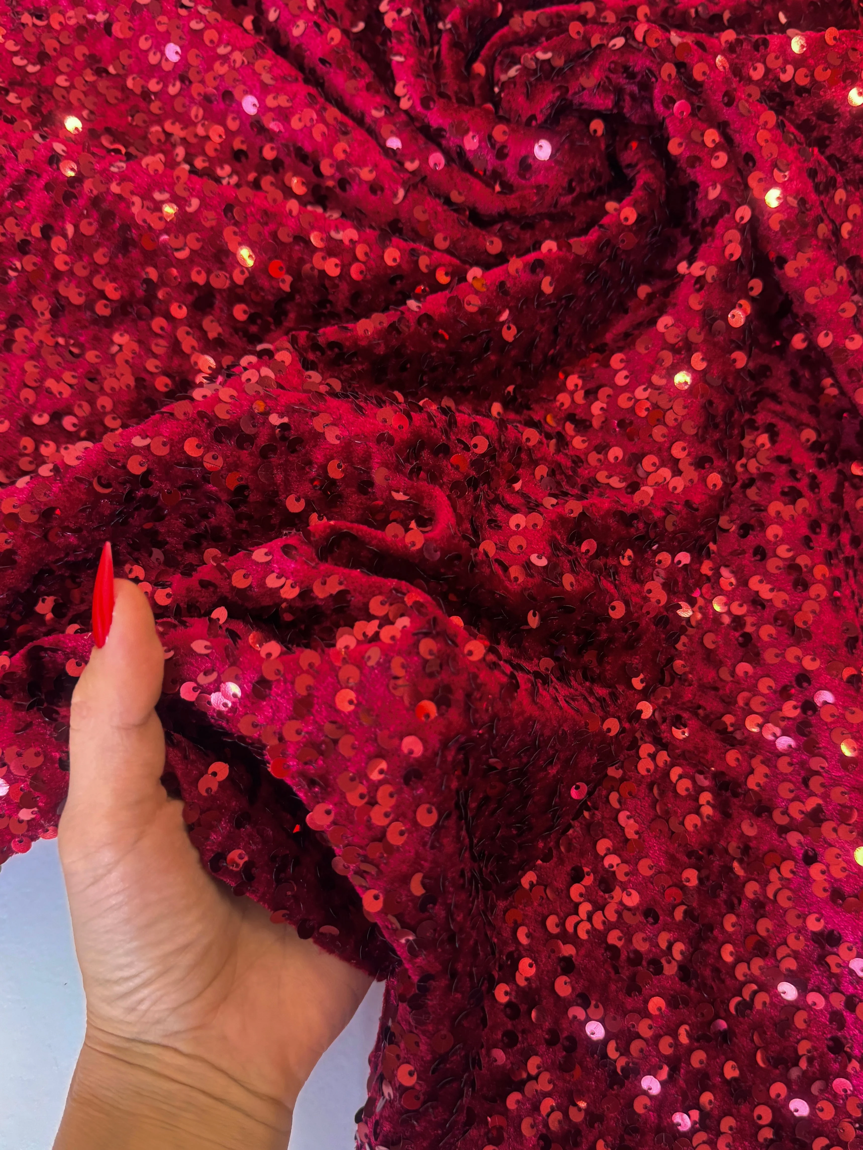 Burgundy Sequins Velvet - Image 7