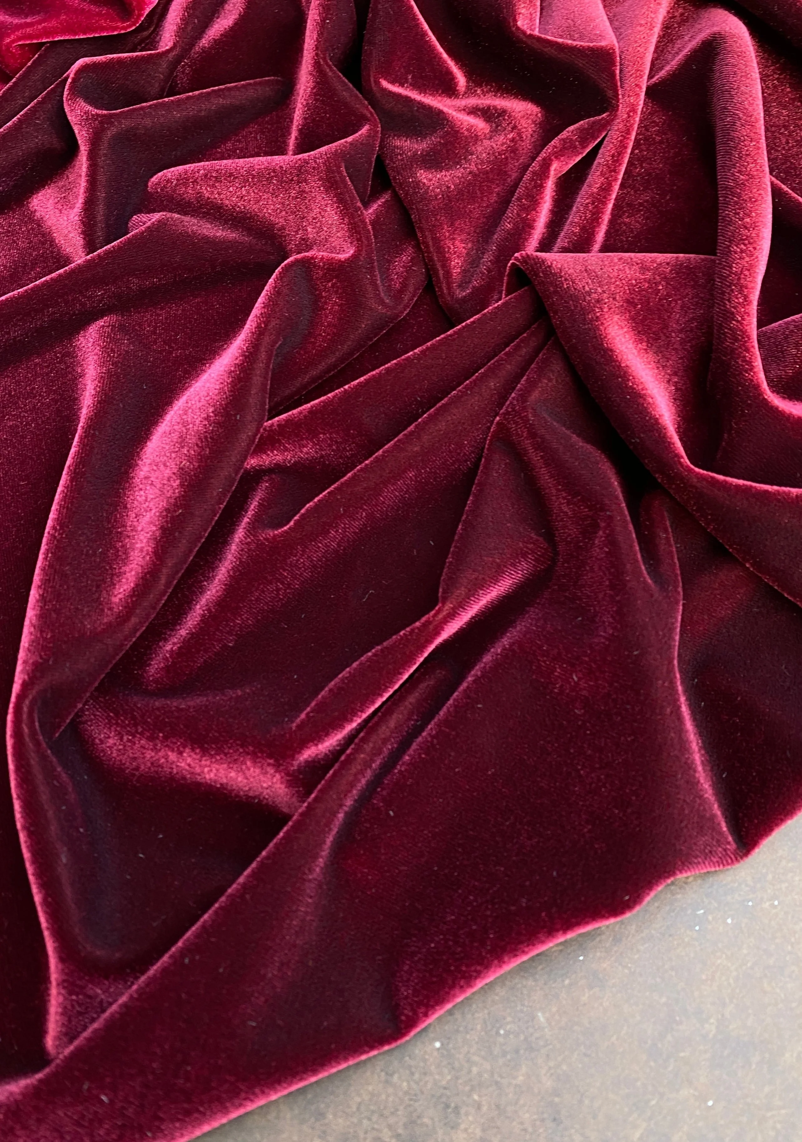 Burgundy Stretch Velvet - Image 2