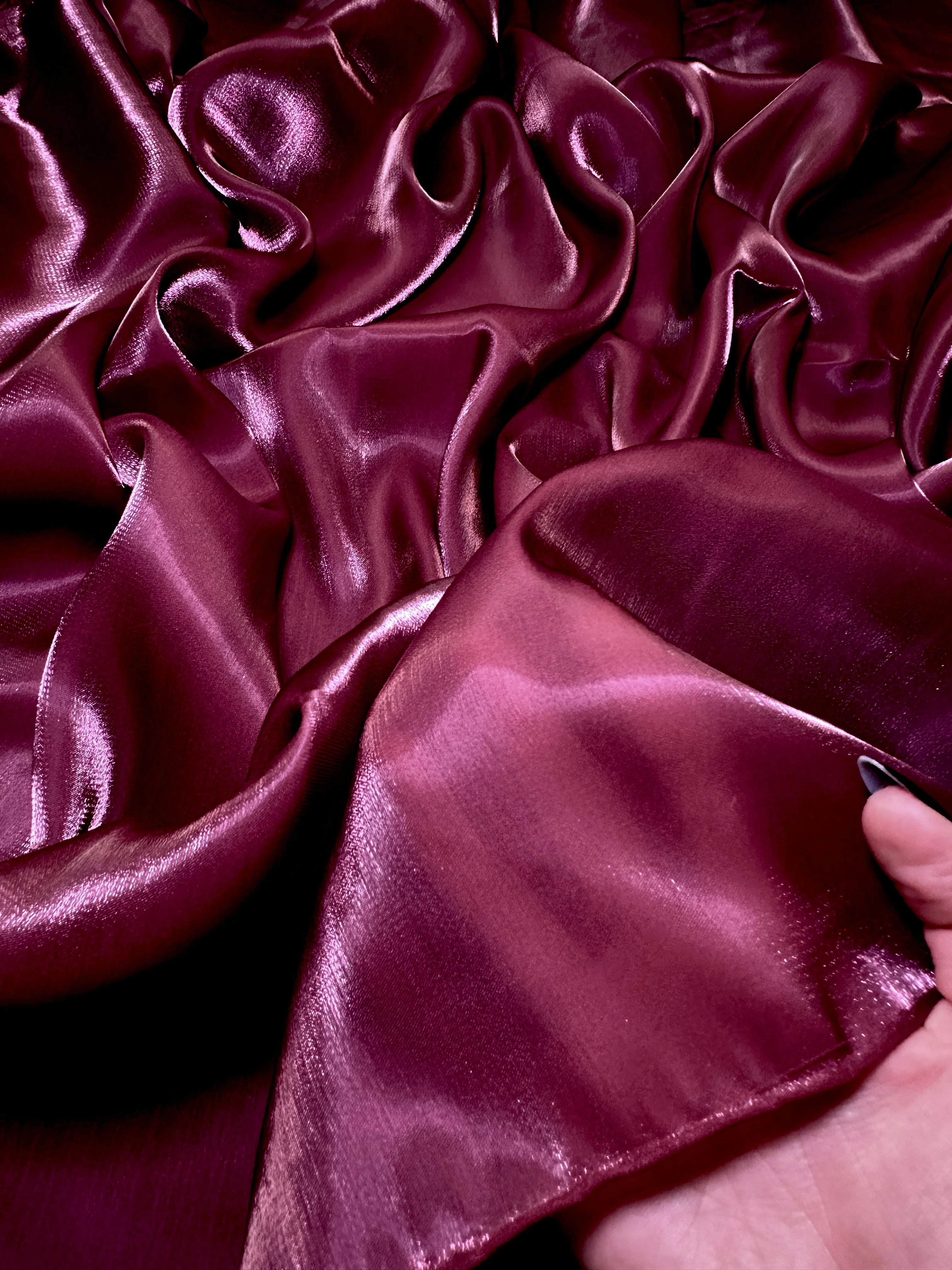 Burgundy Water Liquid Shimmery Chiffon - Image 3