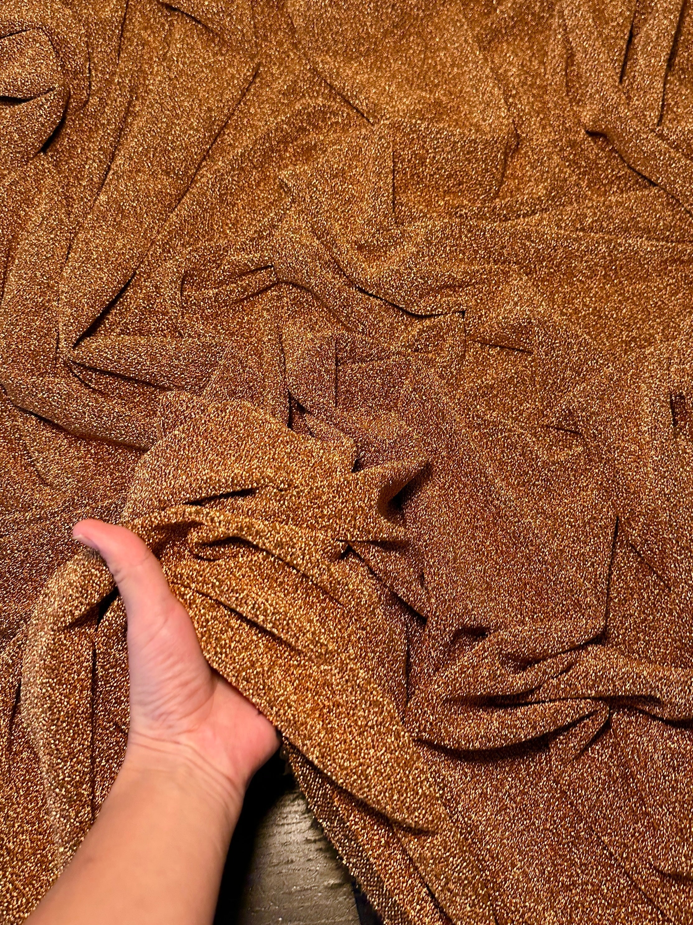 Burnt Orange/Rust Glitter Lurex Jersey - Image 2