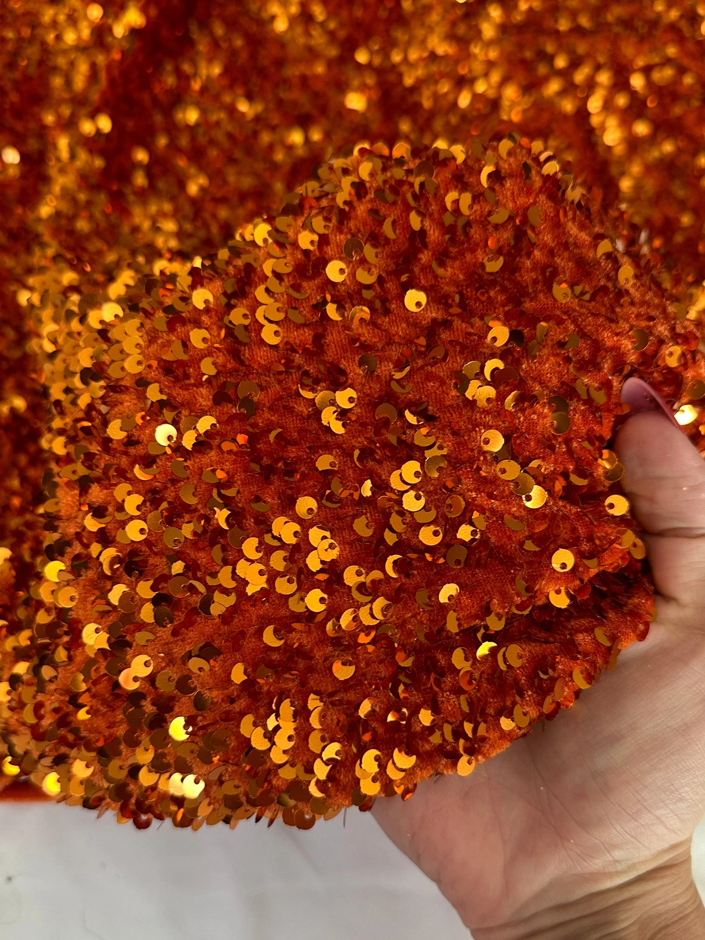 Burnt Orange Sequin on Velvet - Image 7