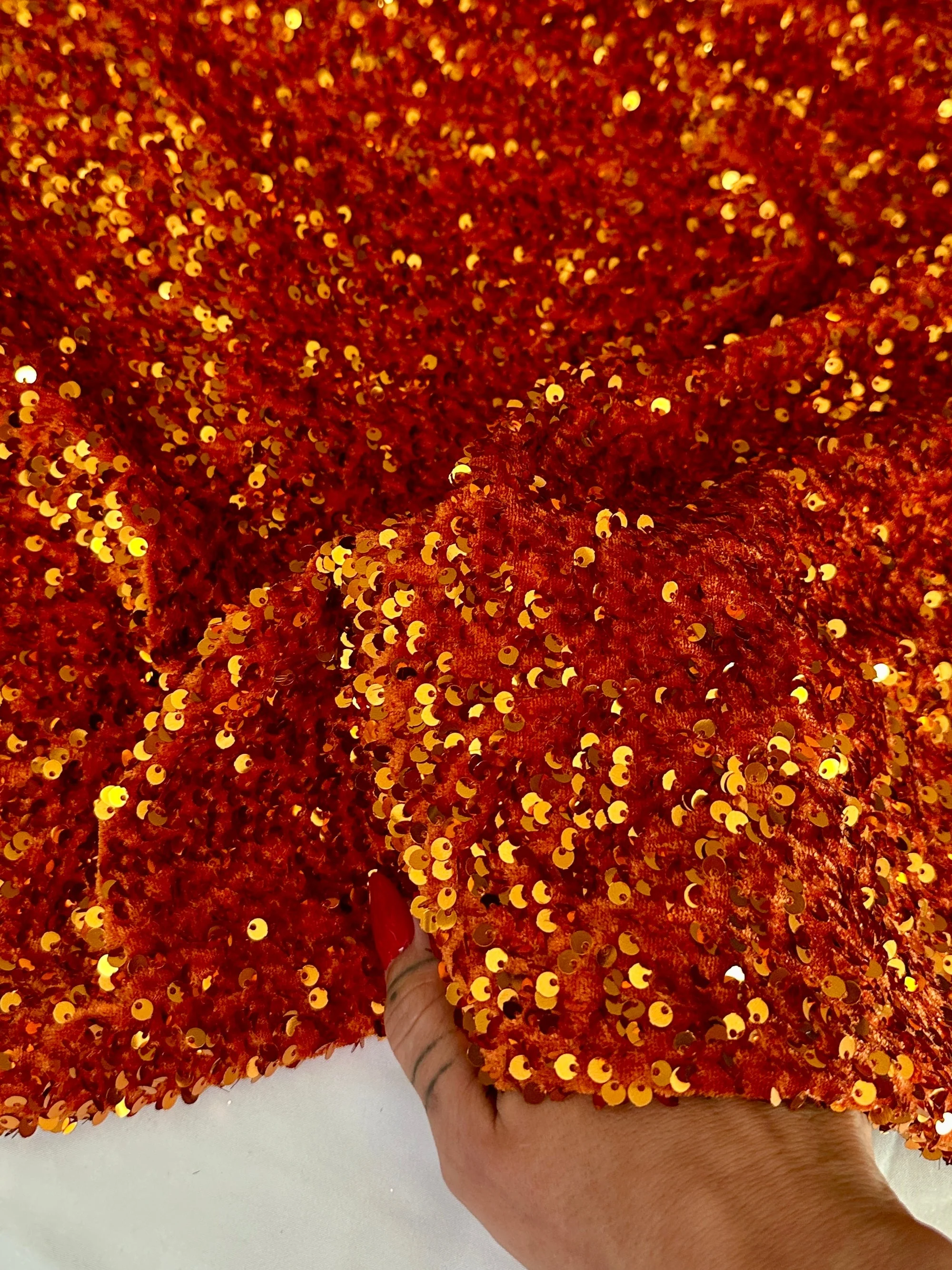 Burnt Orange Sequin on Velvet - Image 9