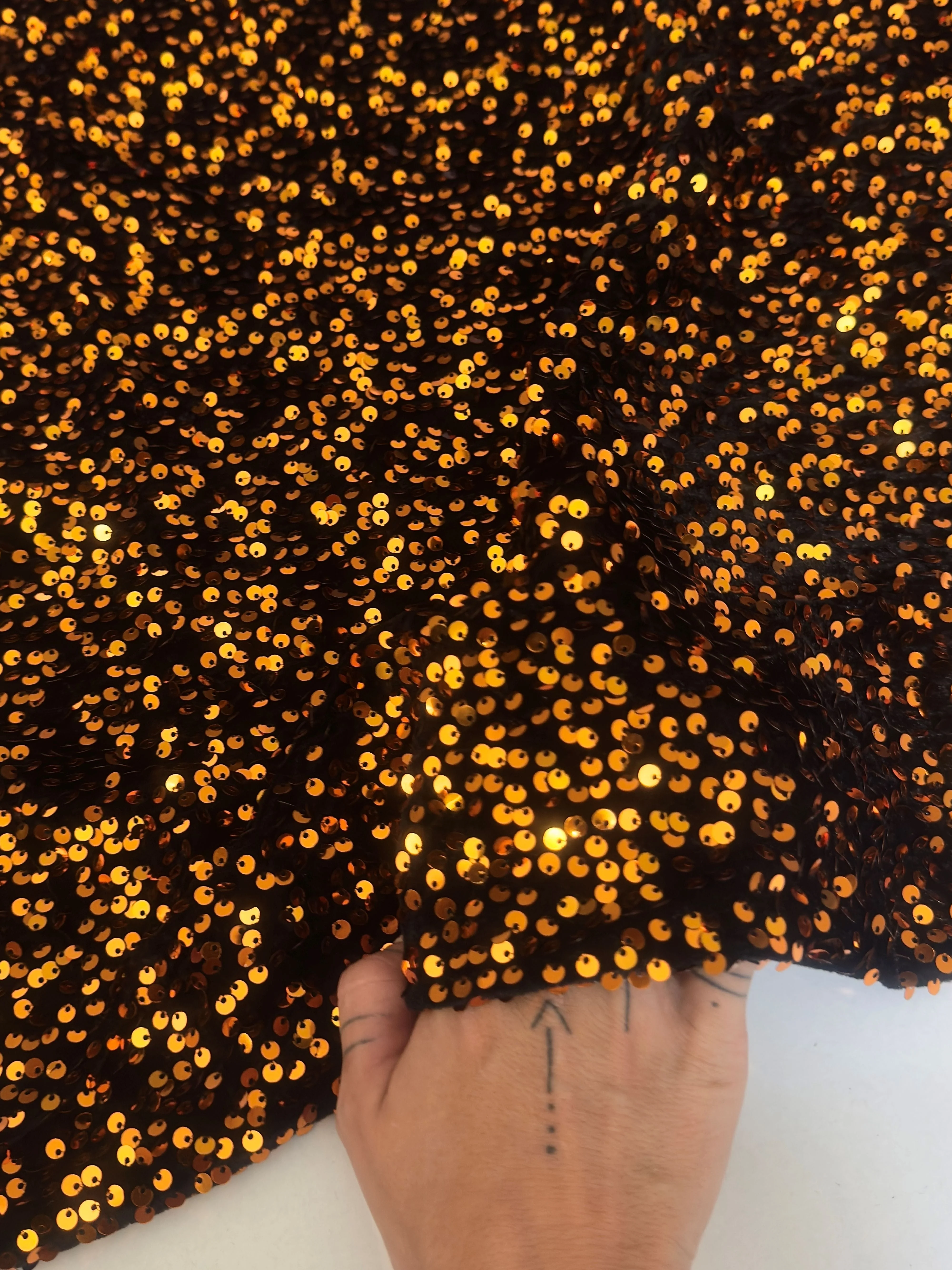 Burnt Orange Sequins Velvet - Image 6