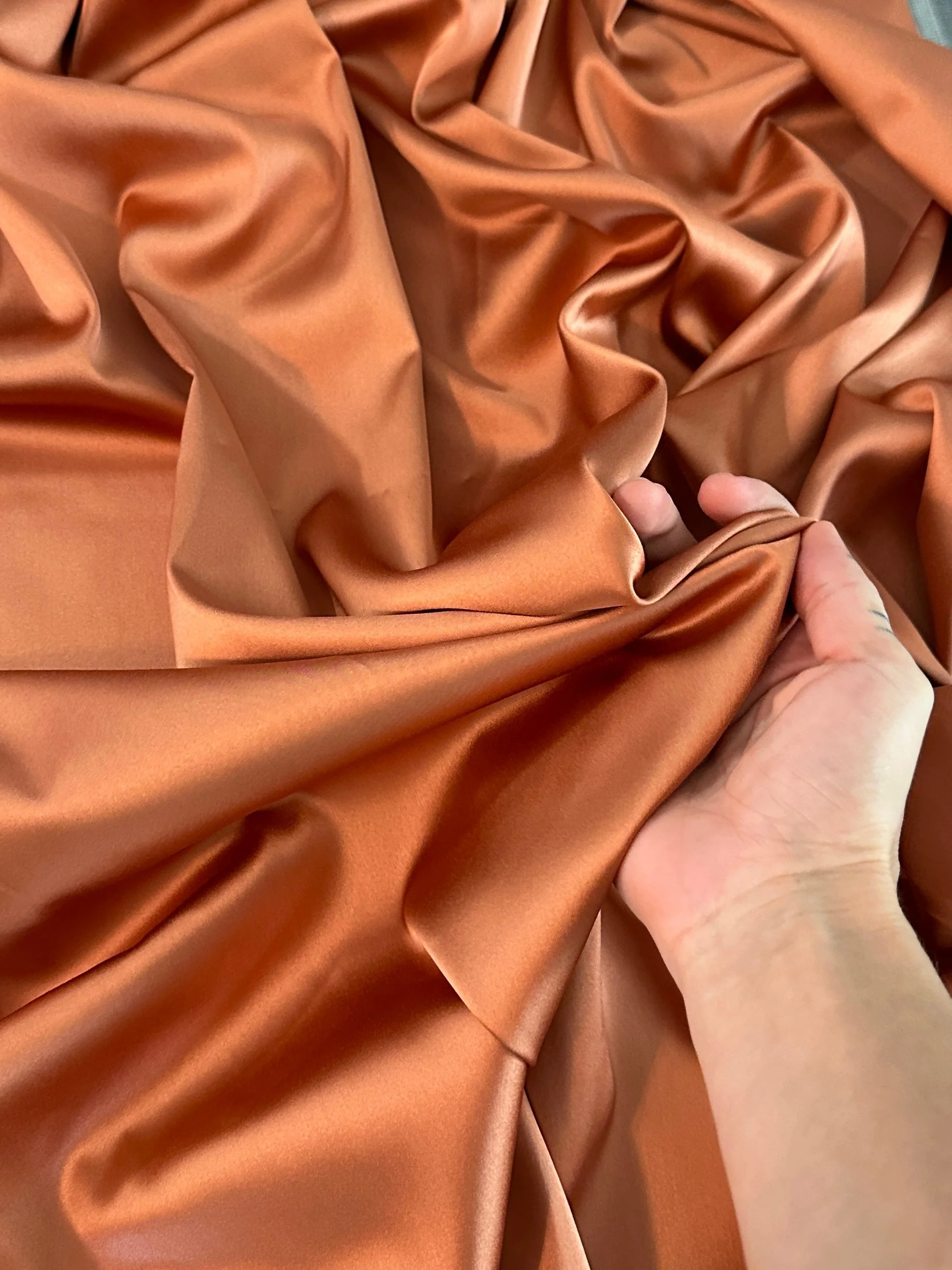 Burnt Orange Stretch Crepe Back Satin - Image 4