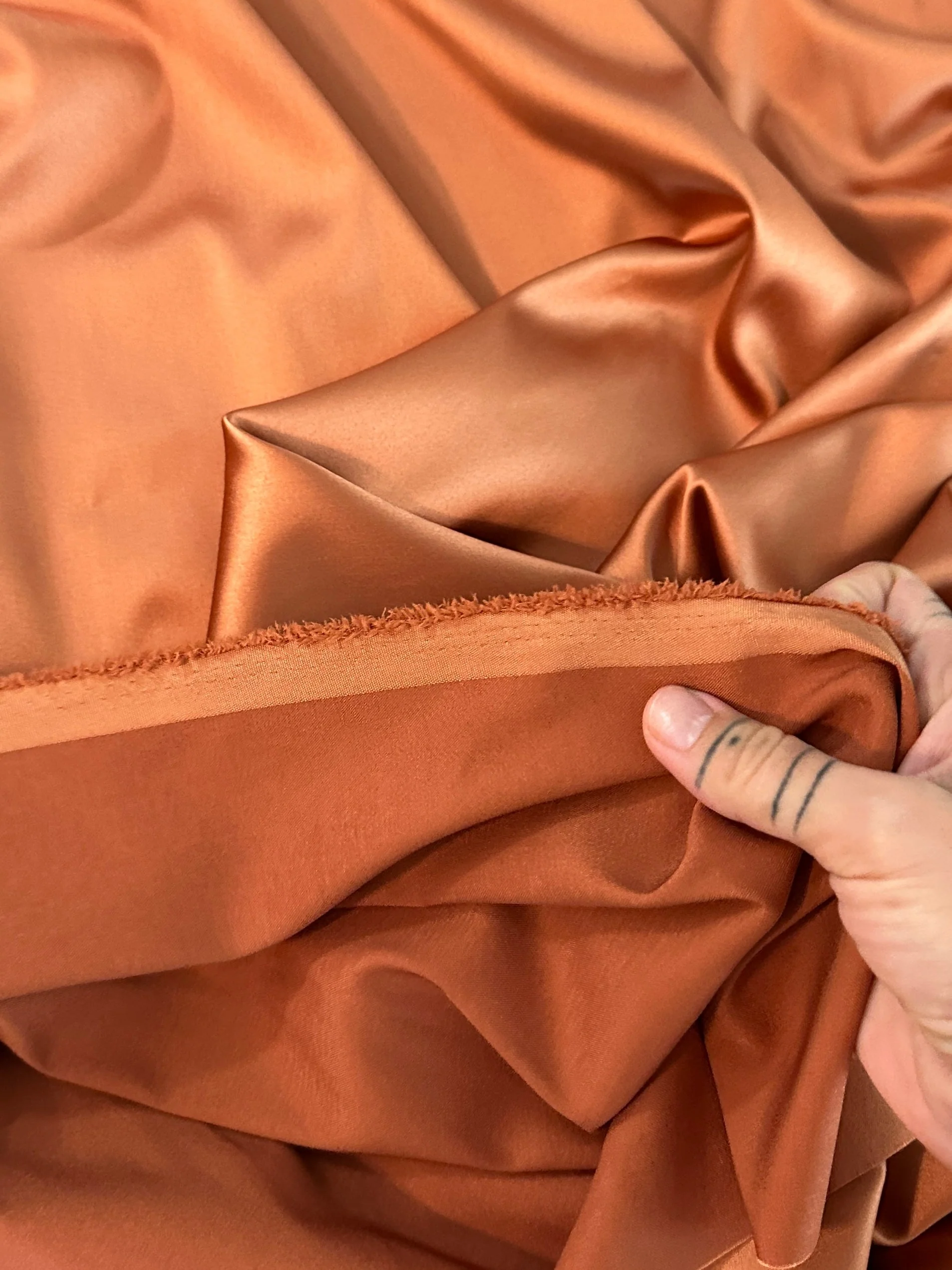 Burnt Orange Stretch Crepe Back Satin - Image 5