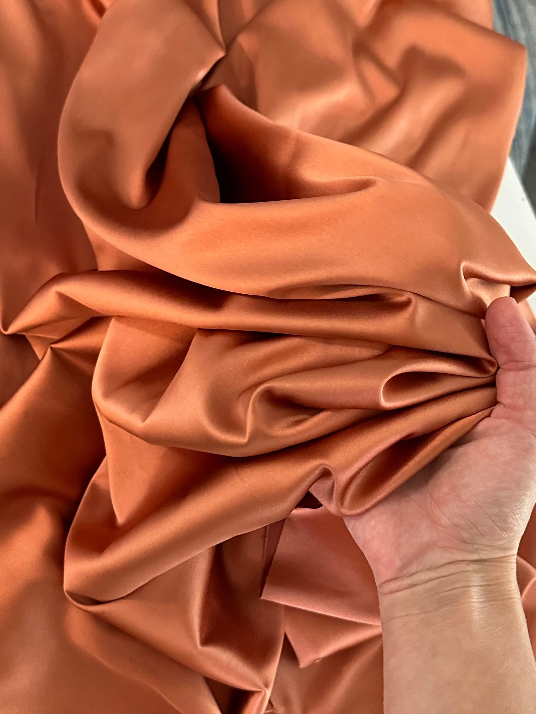 Burnt Orange Stretch Crepe Back Satin - Image 6