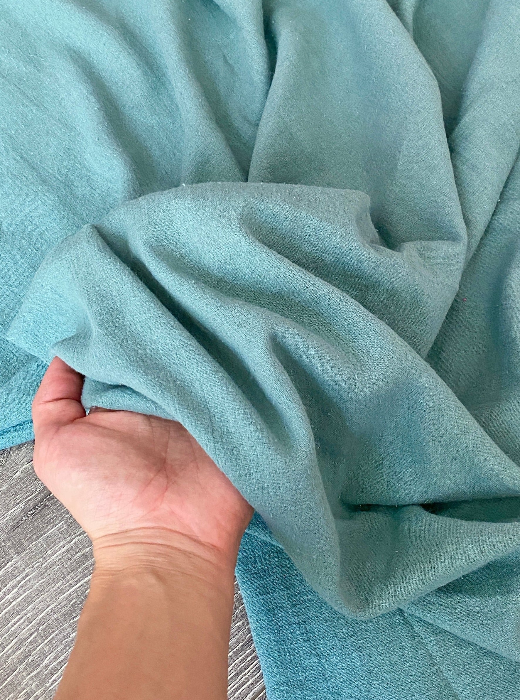 Calypso Green Crinkle Cotton Gauze - Image 2