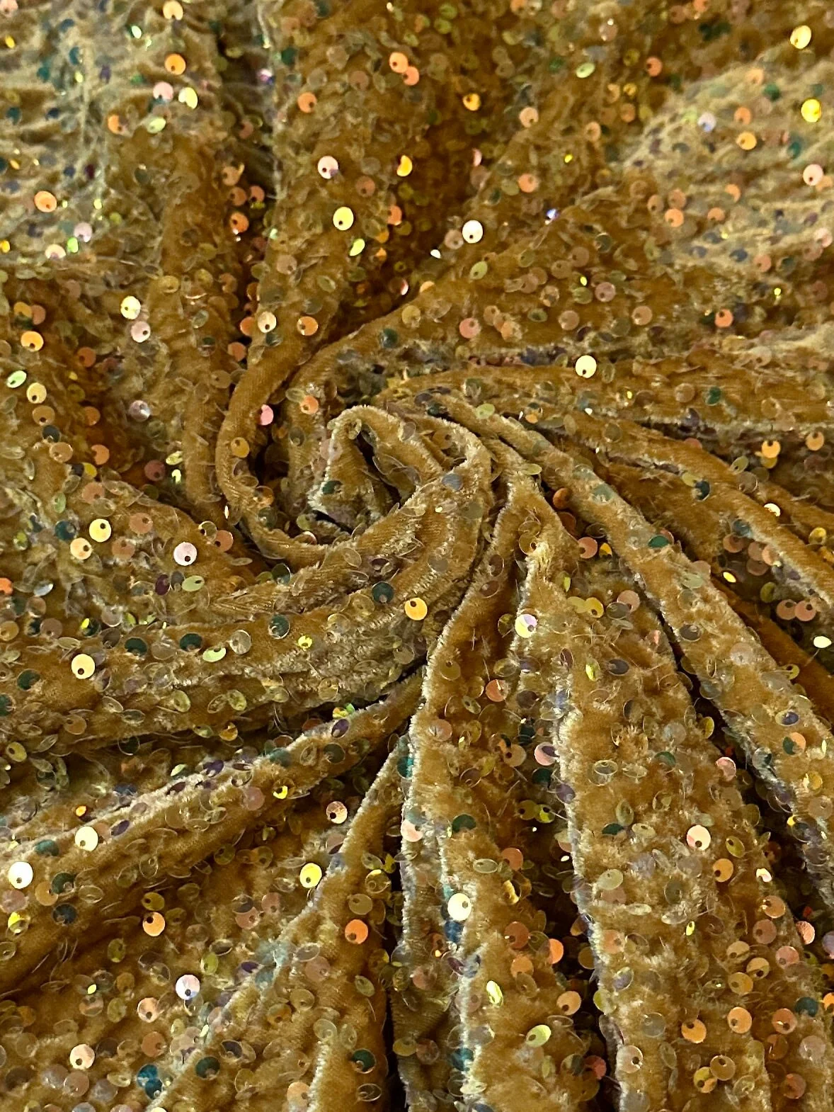 Caramel Gold Sequins Velvet