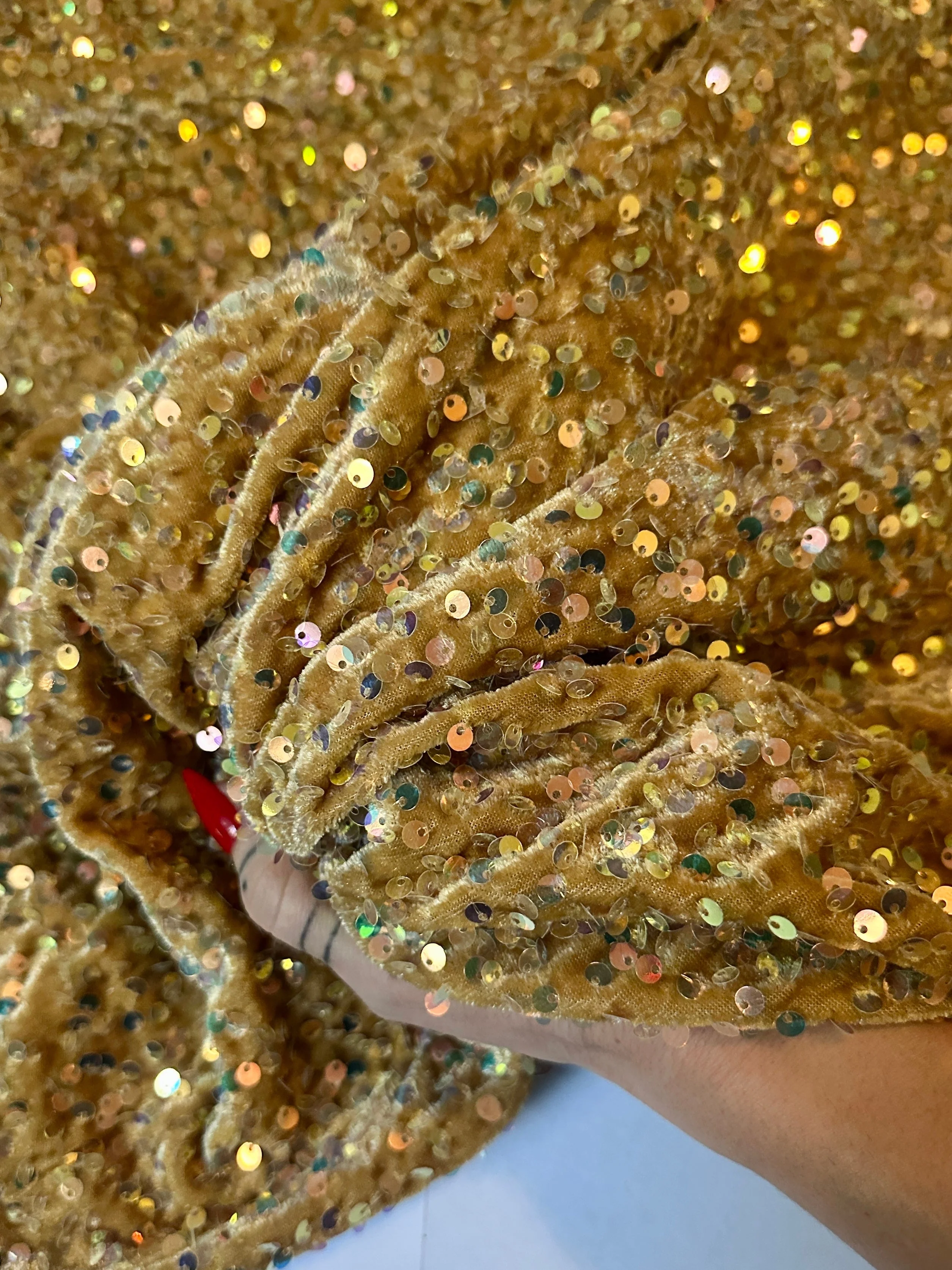 Caramel Gold Sequins Velvet - Image 6