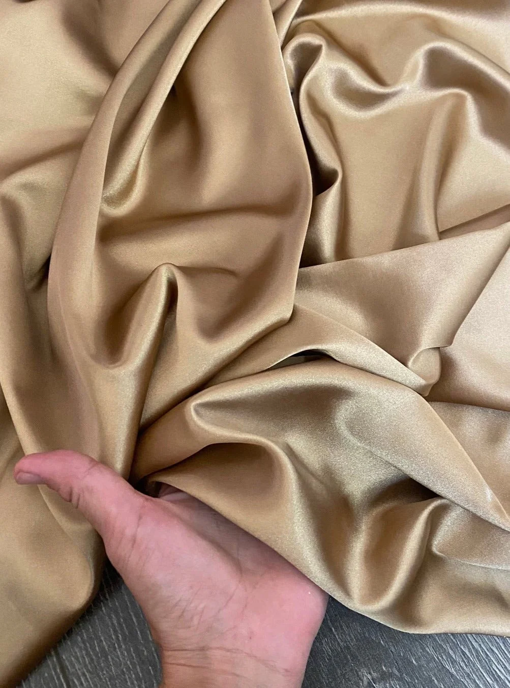 Caramel Silky Stretch Satin - Image 3