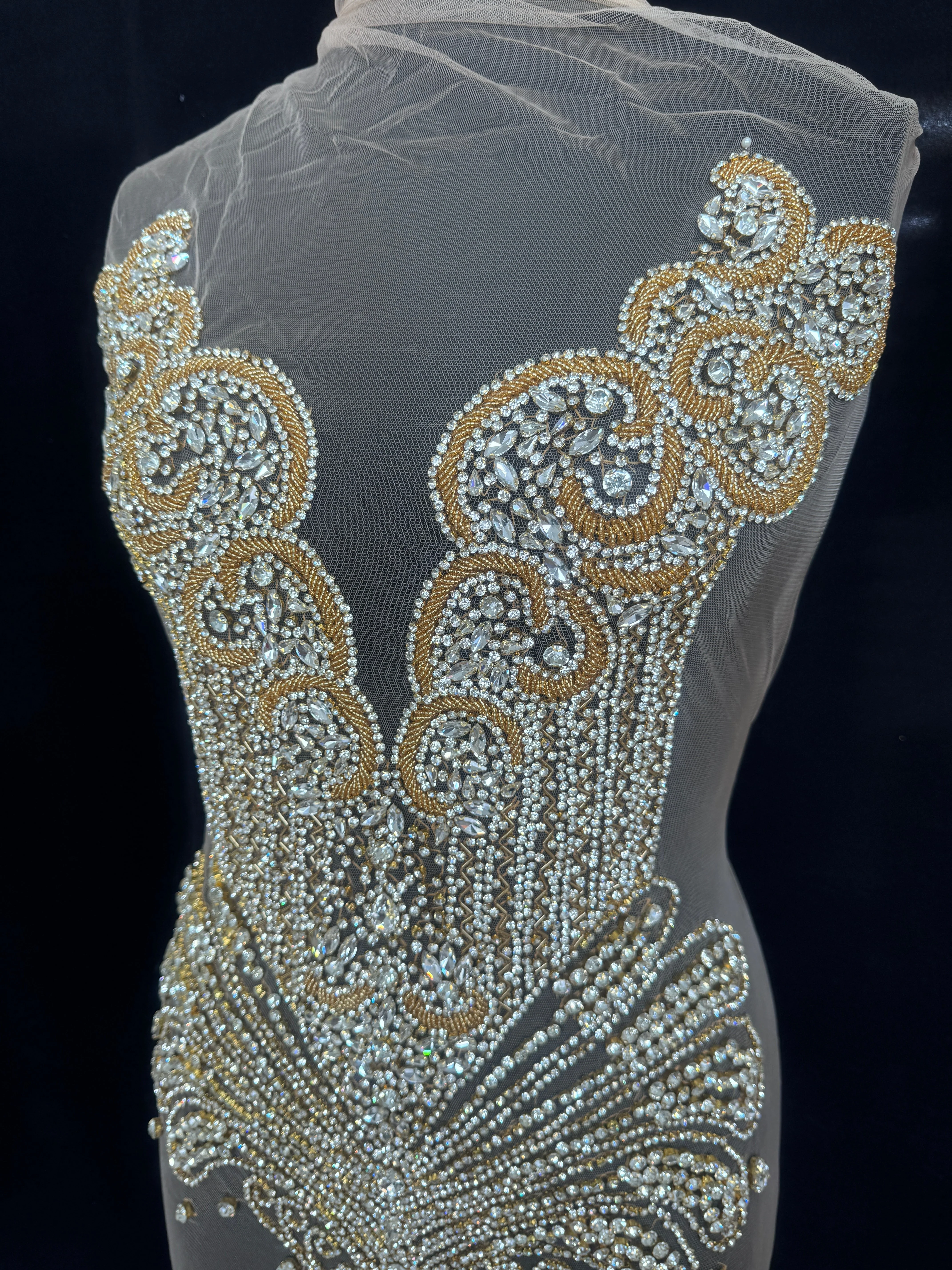 Carla Gold Silver Rhinestone Bodice Applique - Image 2