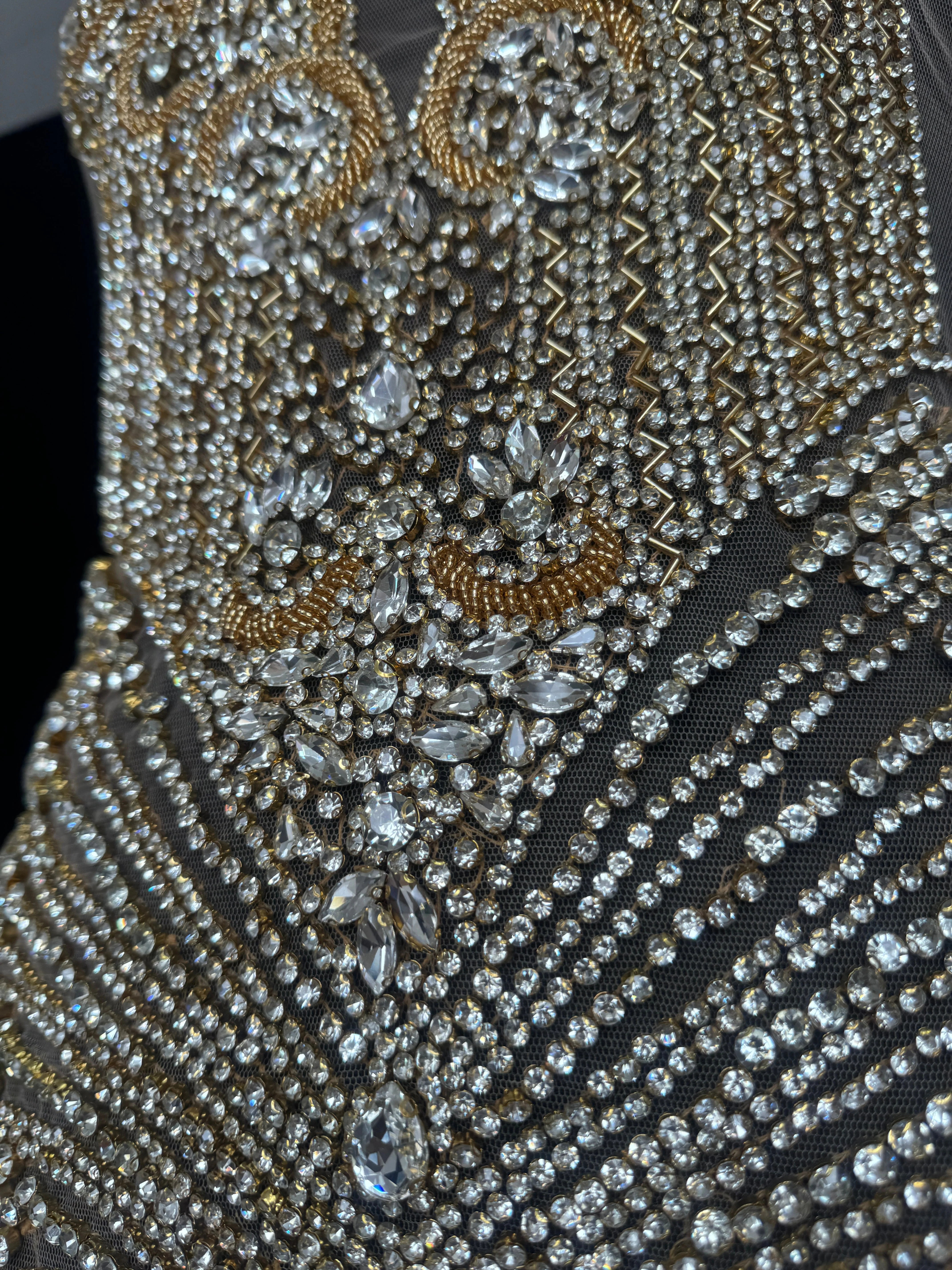 Carla Gold Silver Rhinestone Bodice Applique - Image 3