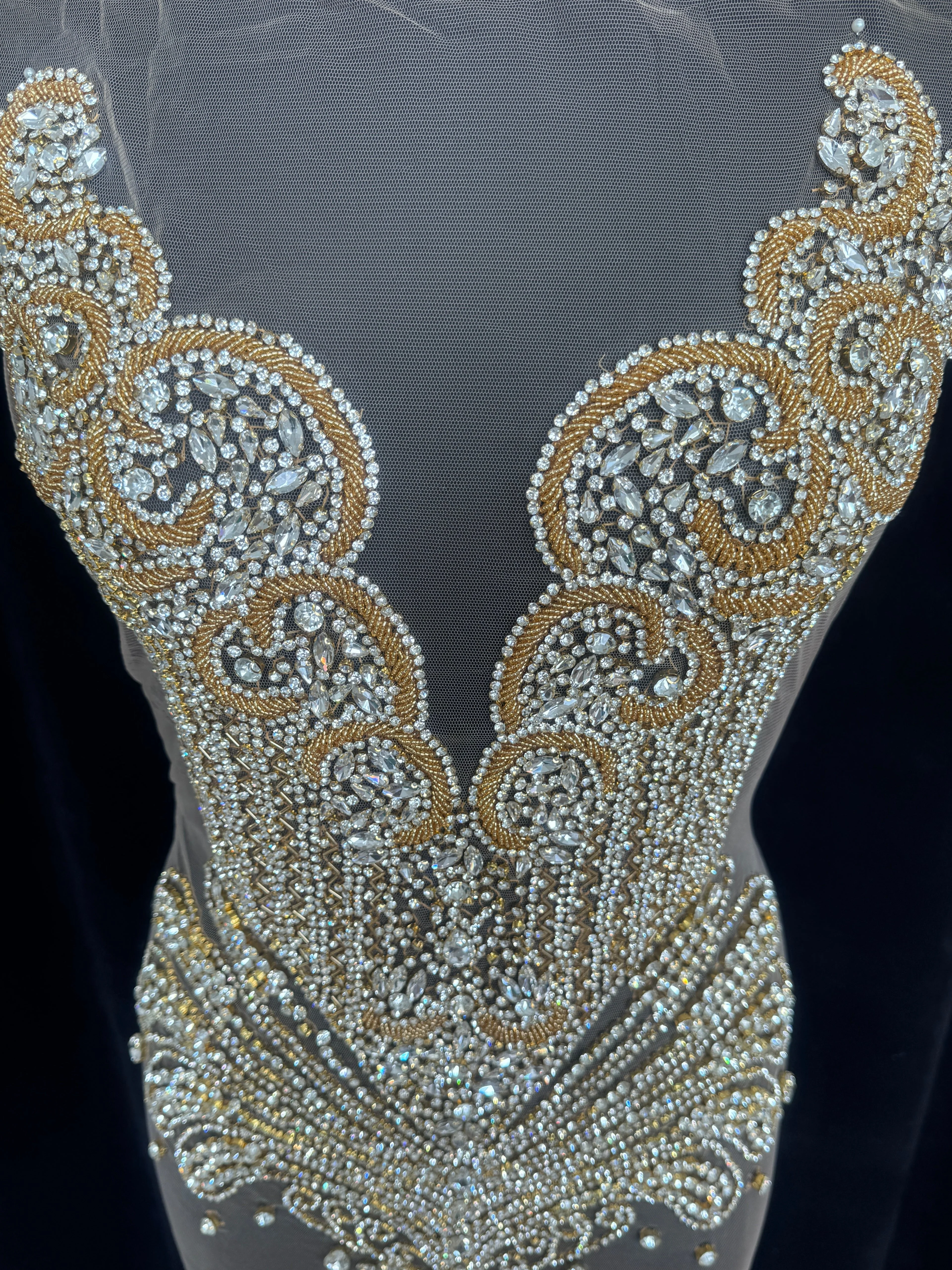 Carla Gold Silver Rhinestone Bodice Applique - Image 4