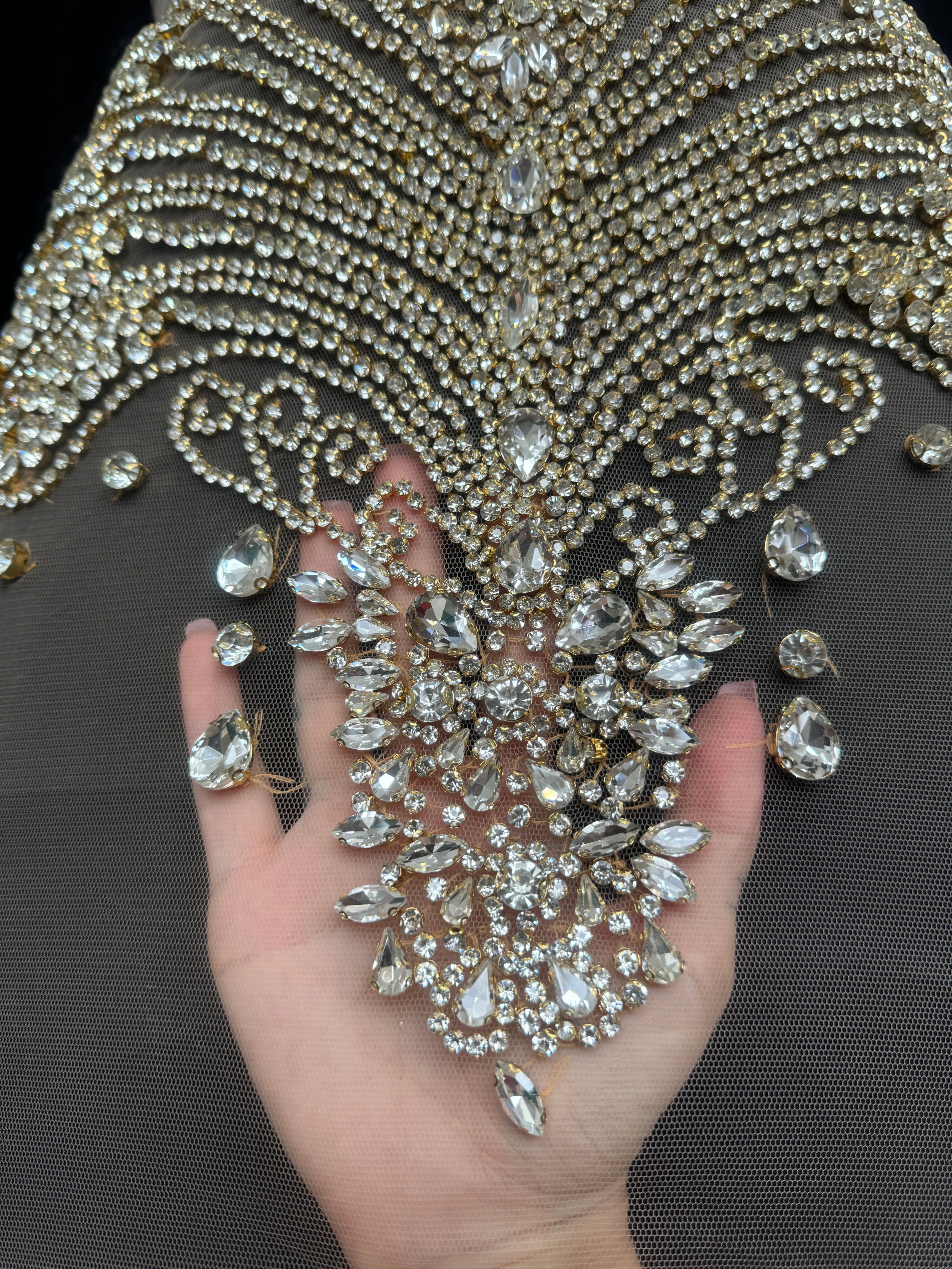 Carla Gold Silver Rhinestone Bodice Applique - Image 5