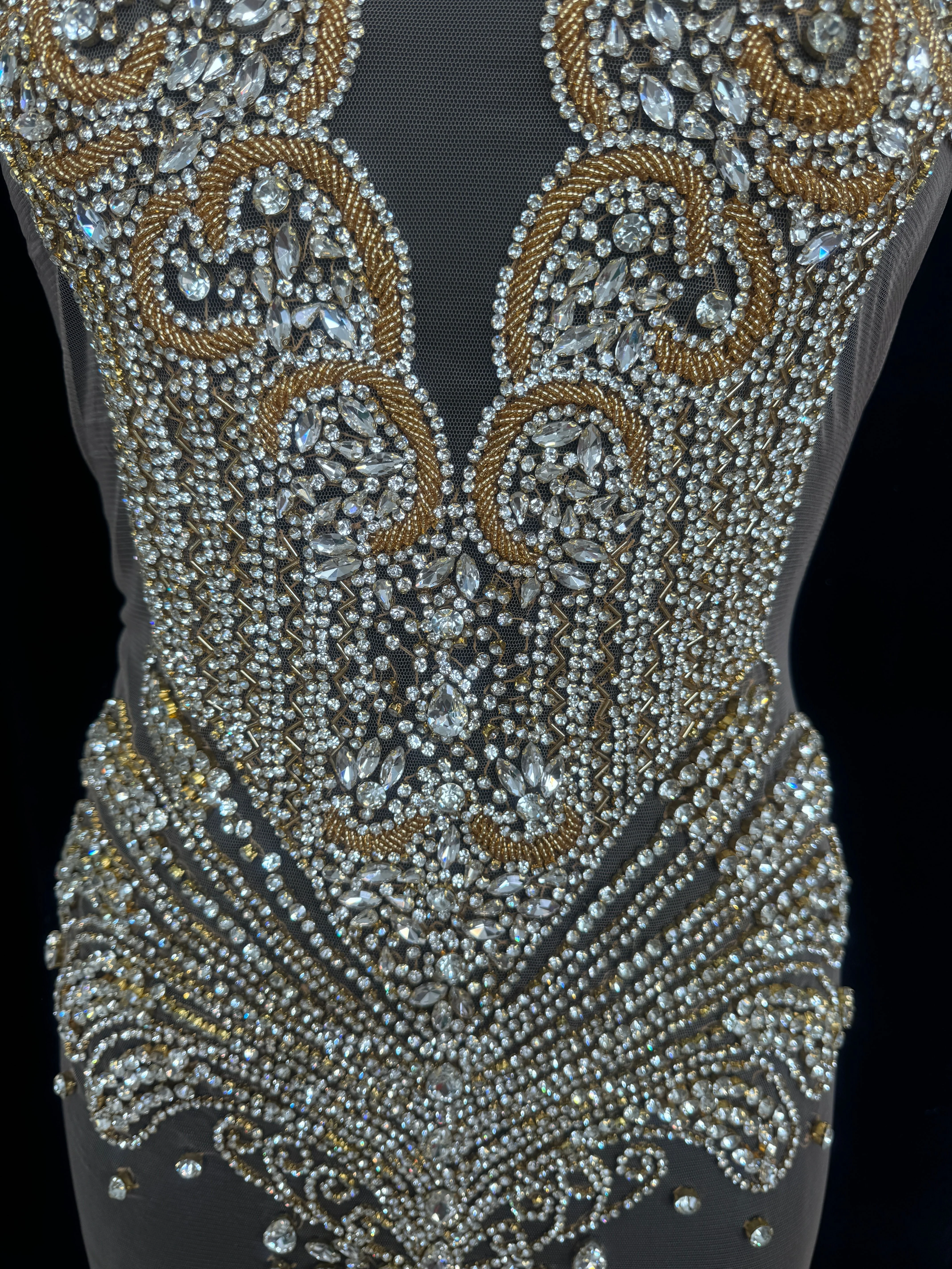 Carla Gold Silver Rhinestone Bodice Applique - Image 6