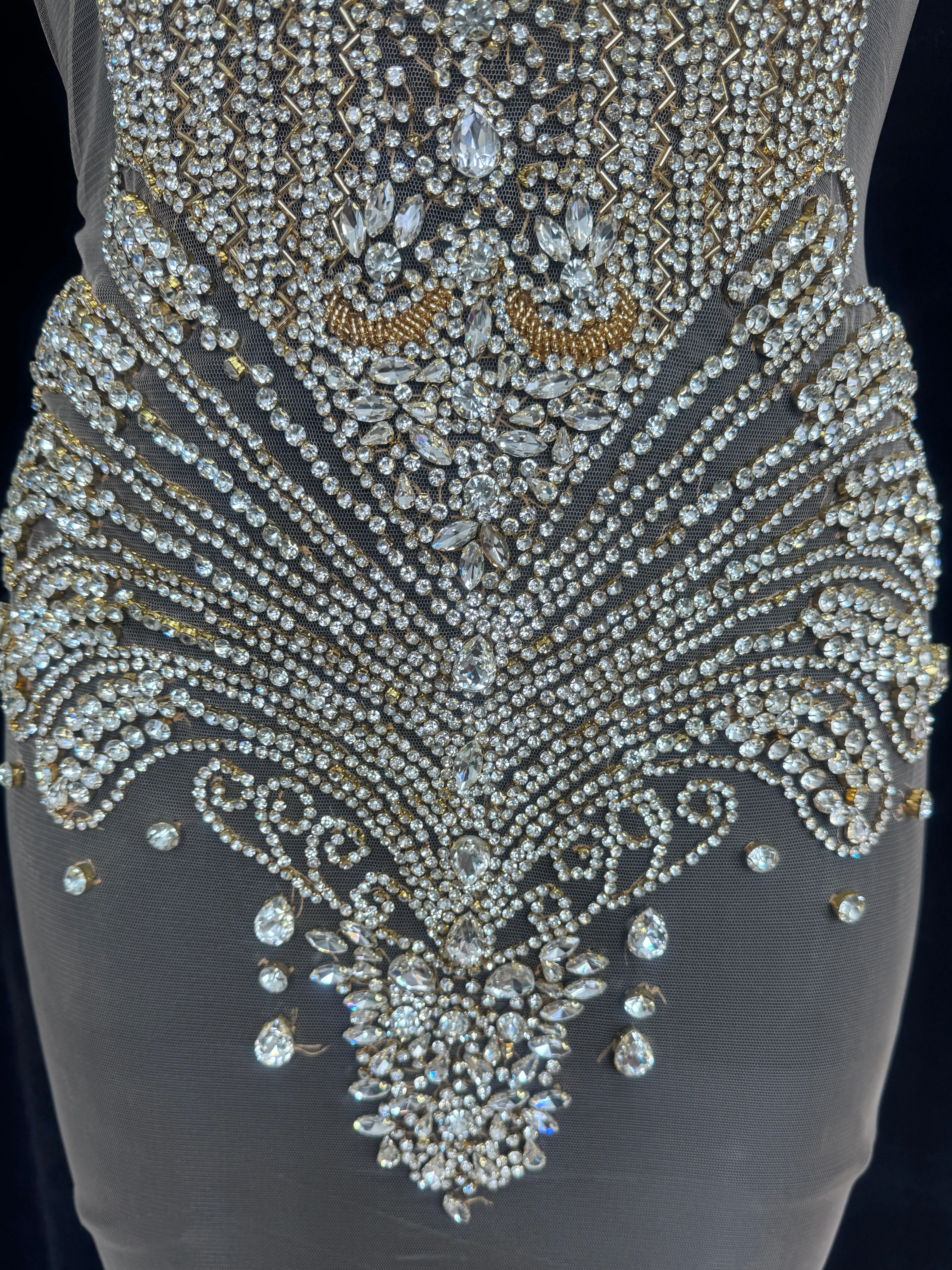 Carla Gold Silver Rhinestone Bodice Applique - Image 8
