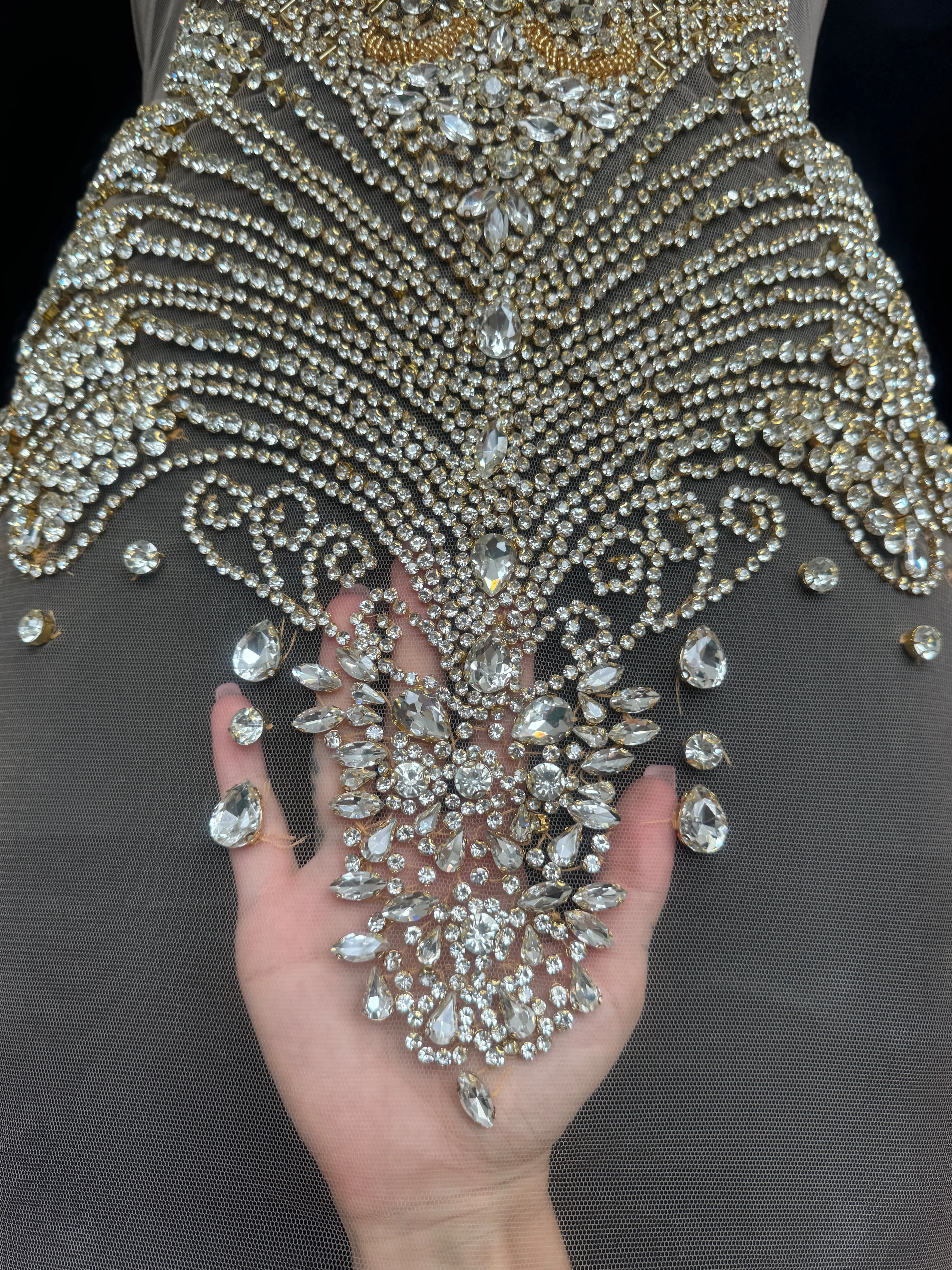 Carla Gold Silver Rhinestone Bodice Applique - Image 9