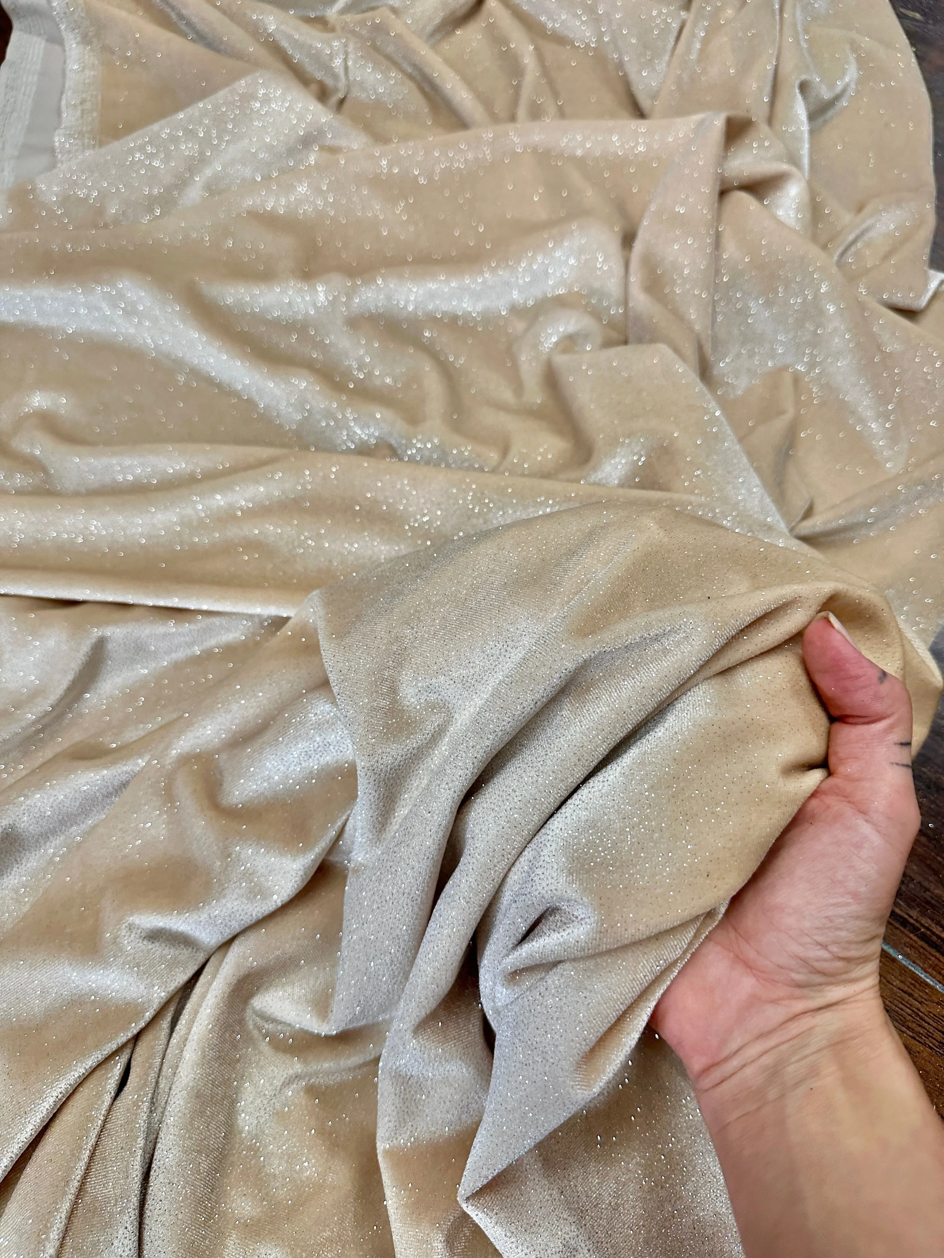 Champagne Shimmery Stretch Velvet