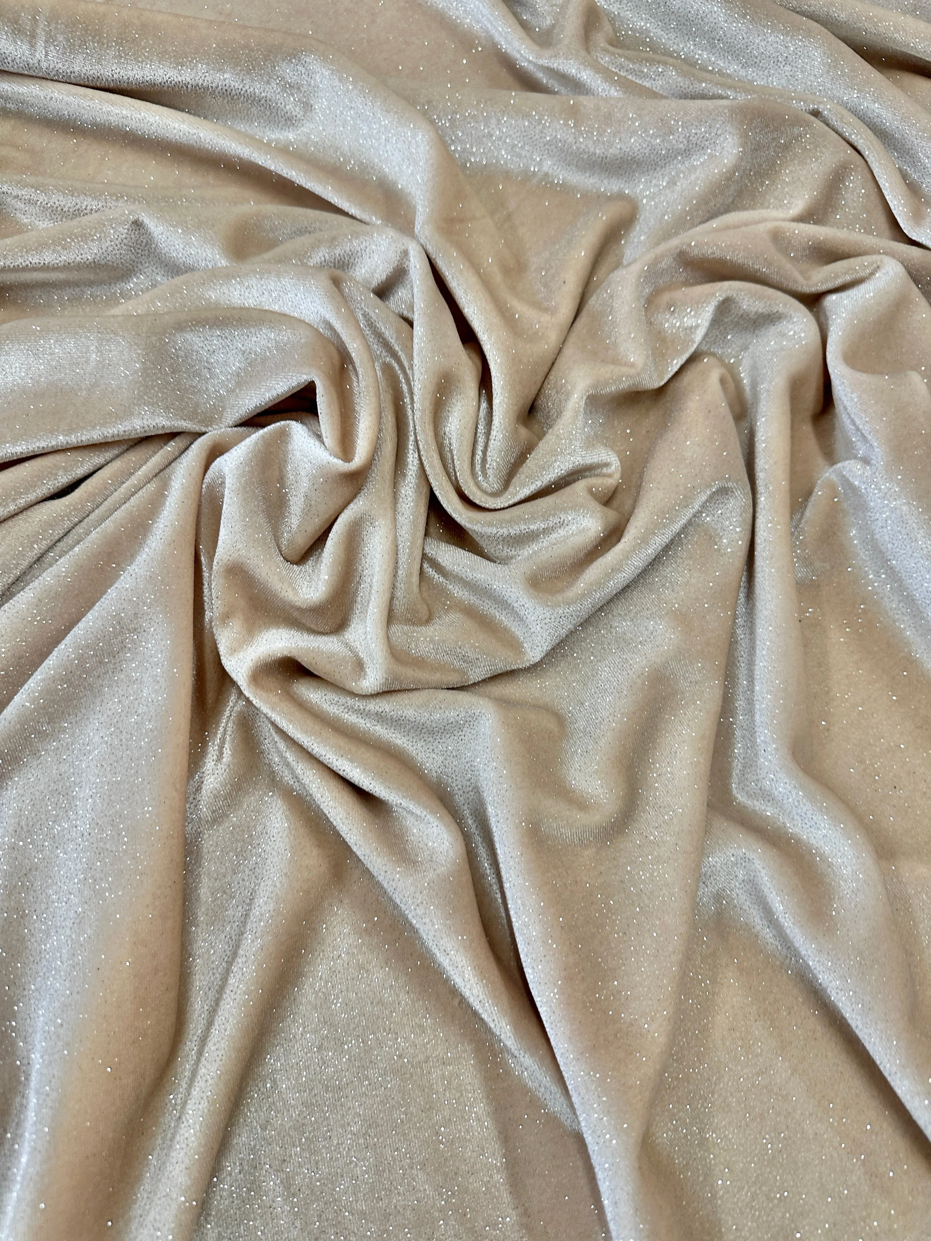 Champagne Shimmery Stretch Velvet - Image 3